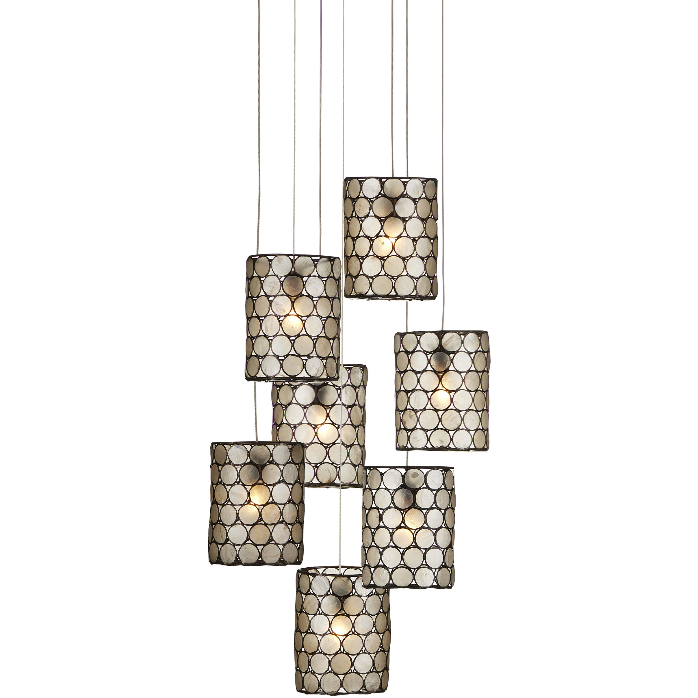 Regatta 7 Light 15 inch Cupertino and Silver Multi-Drop Pendant Ceiling Light