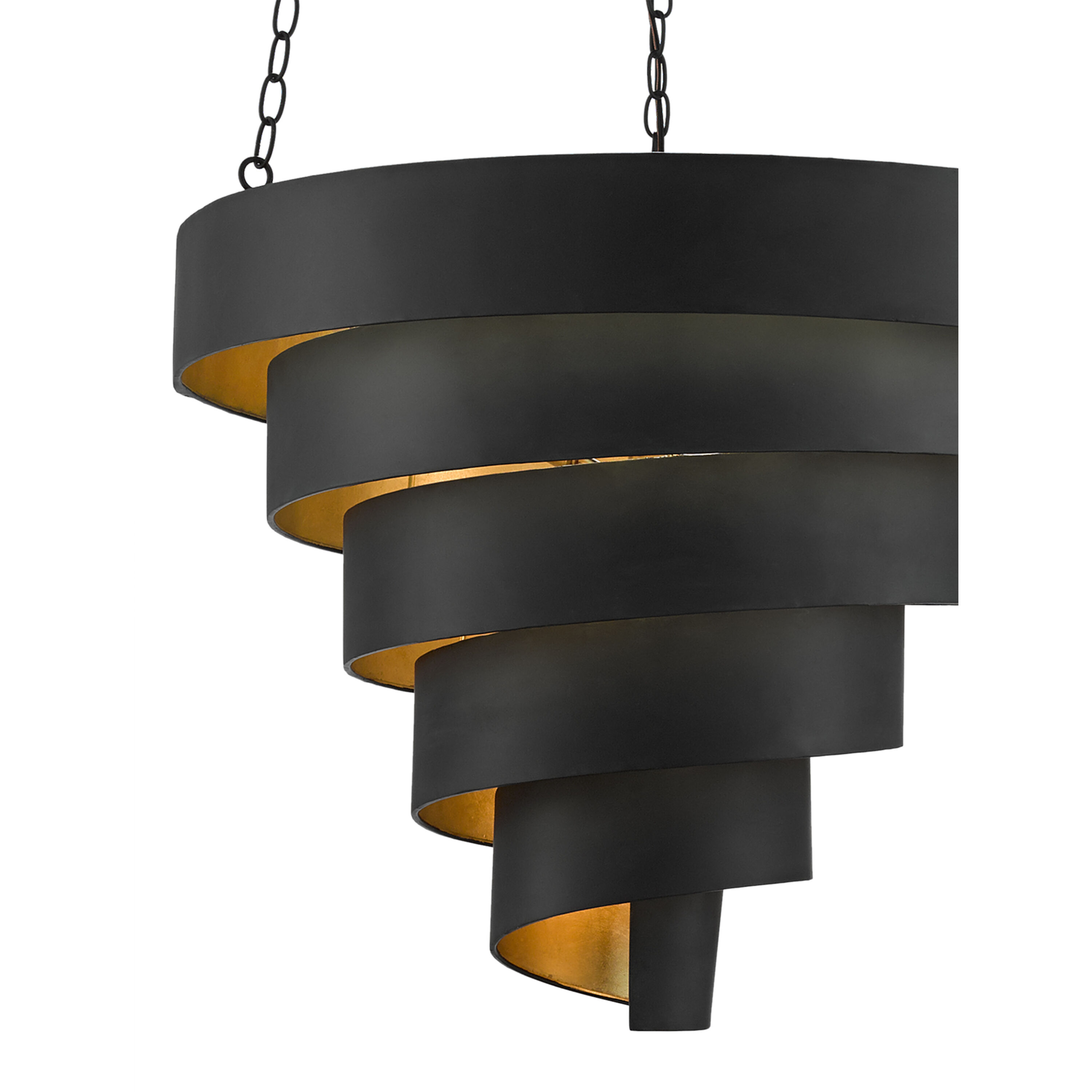 Chiffonade 7 Light 30 inch Antique Black/Contemporary Gold Leaf Pendant Ceiling Light, Large