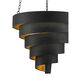 Chiffonade 7 Light 30 inch Antique Black/Contemporary Gold Leaf Pendant Ceiling Light, Large
