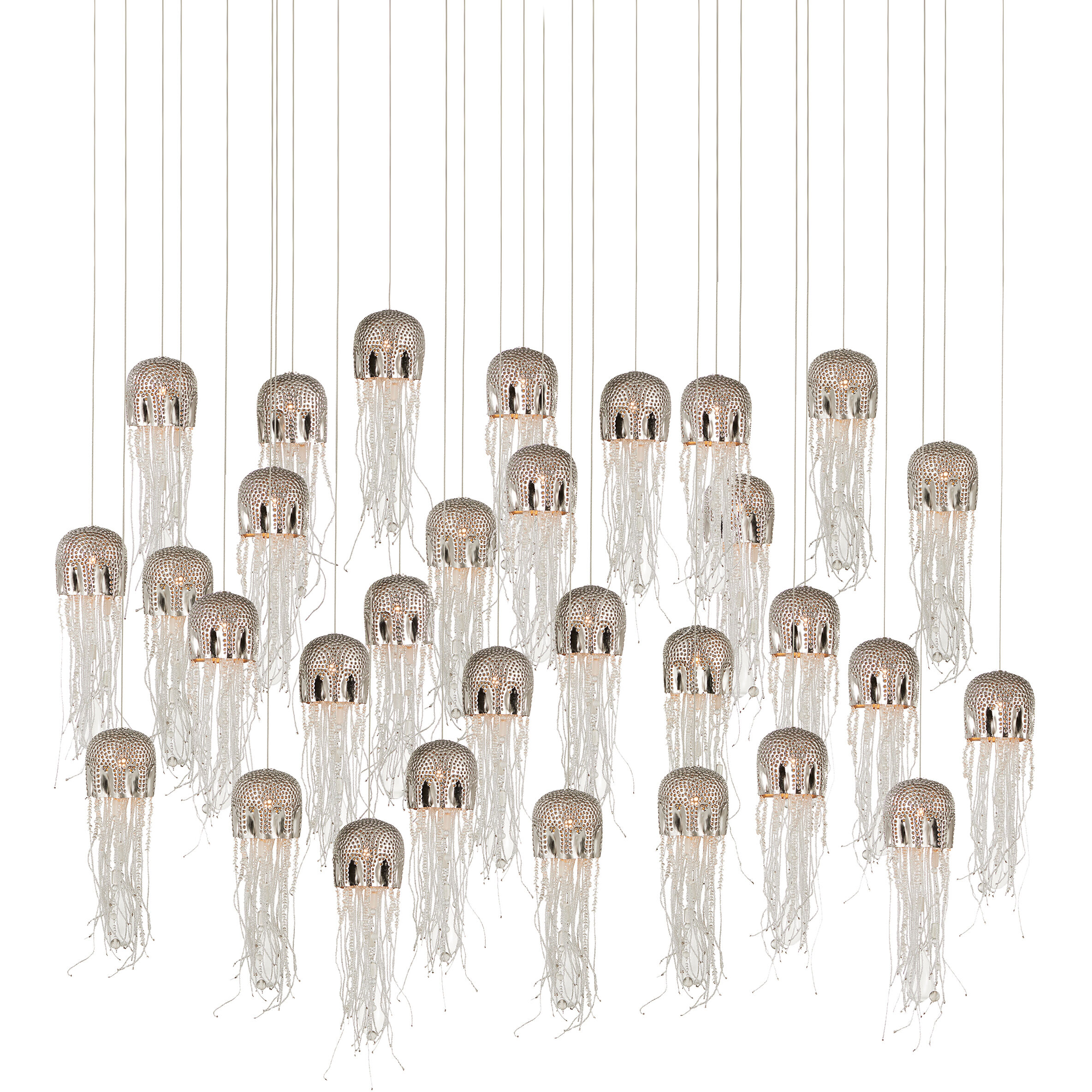 Medusa 30 Light 54 inch Nickel and Silver Multi-Drop Pendant Ceiling Light