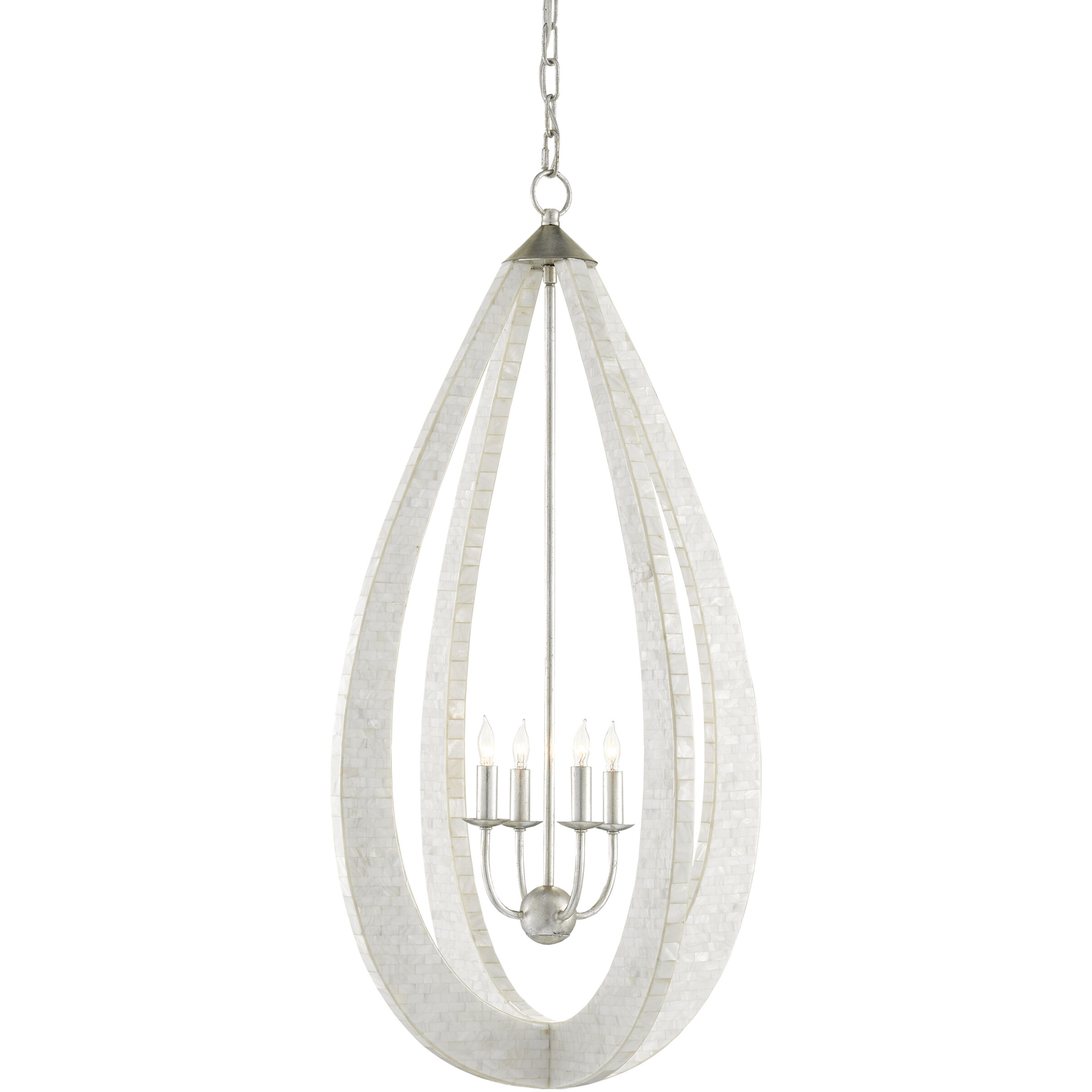 Arietta 4 Light 20.25 inch White/Pearl/Silver Leaf Chandelier Ceiling Light