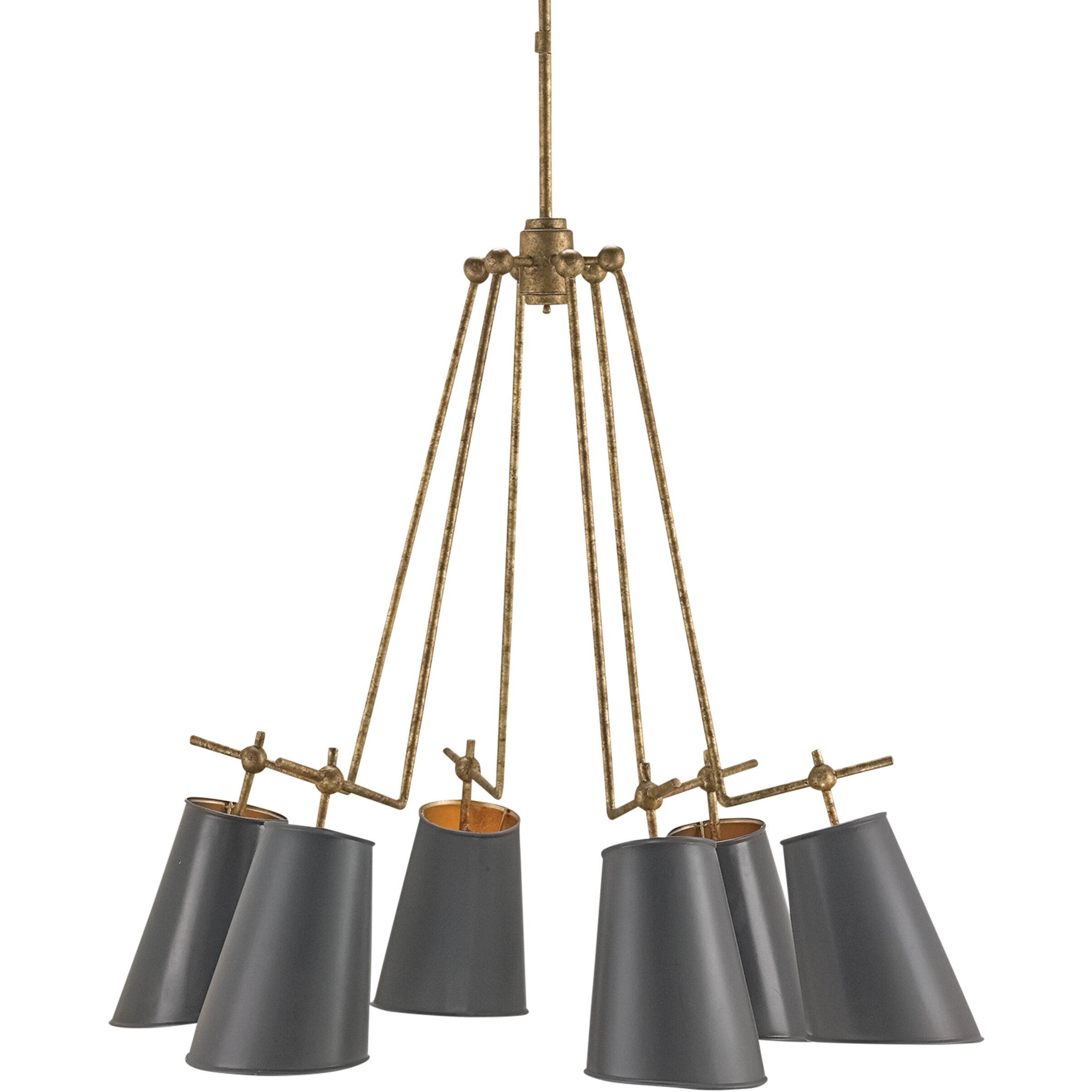 Jean-louis 6 Light 30 inch Old Brass/Marbella Black/Contemporary Gold Leaf Chandelier Ceiling Light