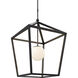 Denison 1 Light 26 inch Black/Frosted White Outdoor Lantern Pendant, Large