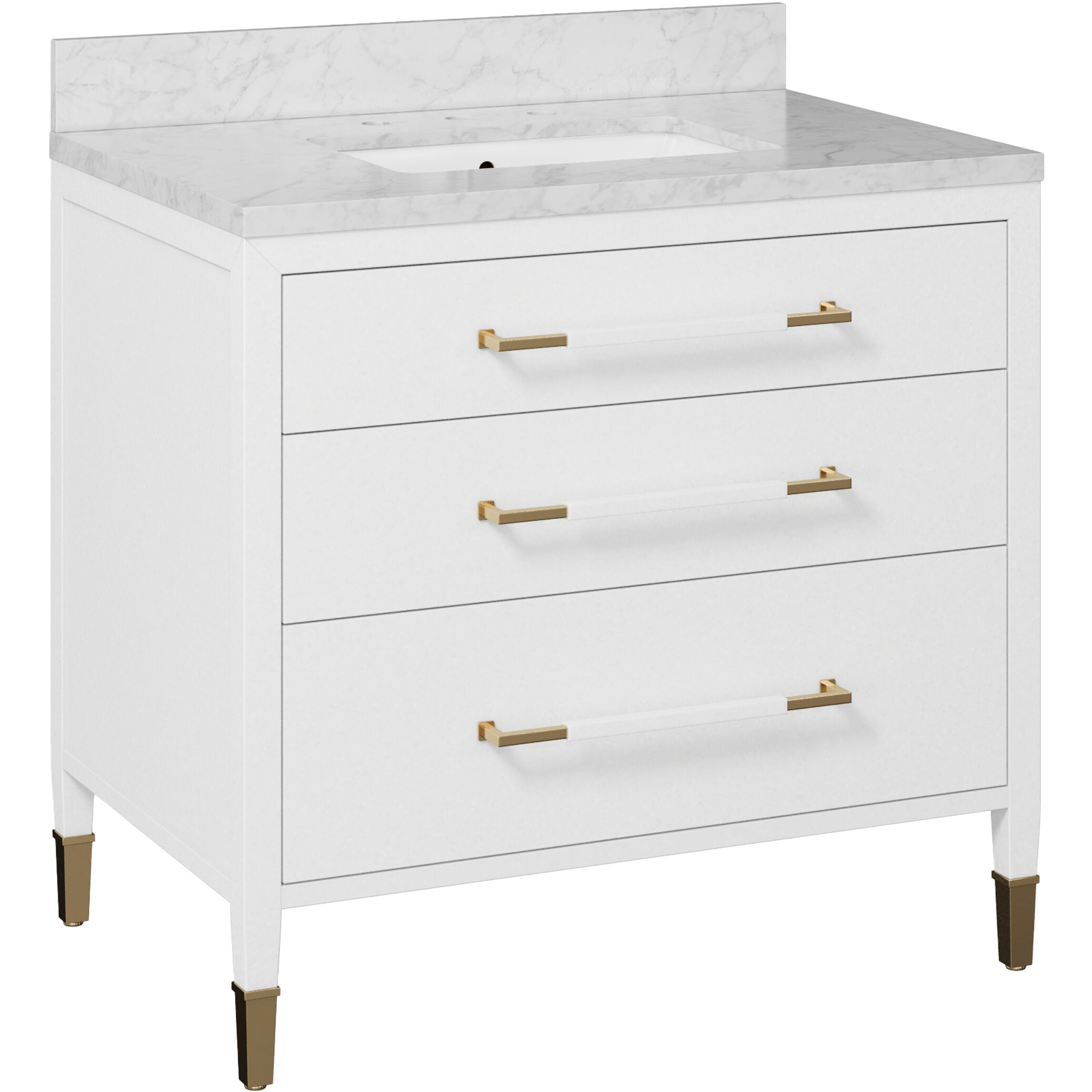 Verona 36 X 34 inch Acrylic White/Natural/White/Champagne Vanity with Undermount Sink