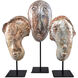 Glazed Masks 20 X 7.5 inch Sculptures, Set of 3