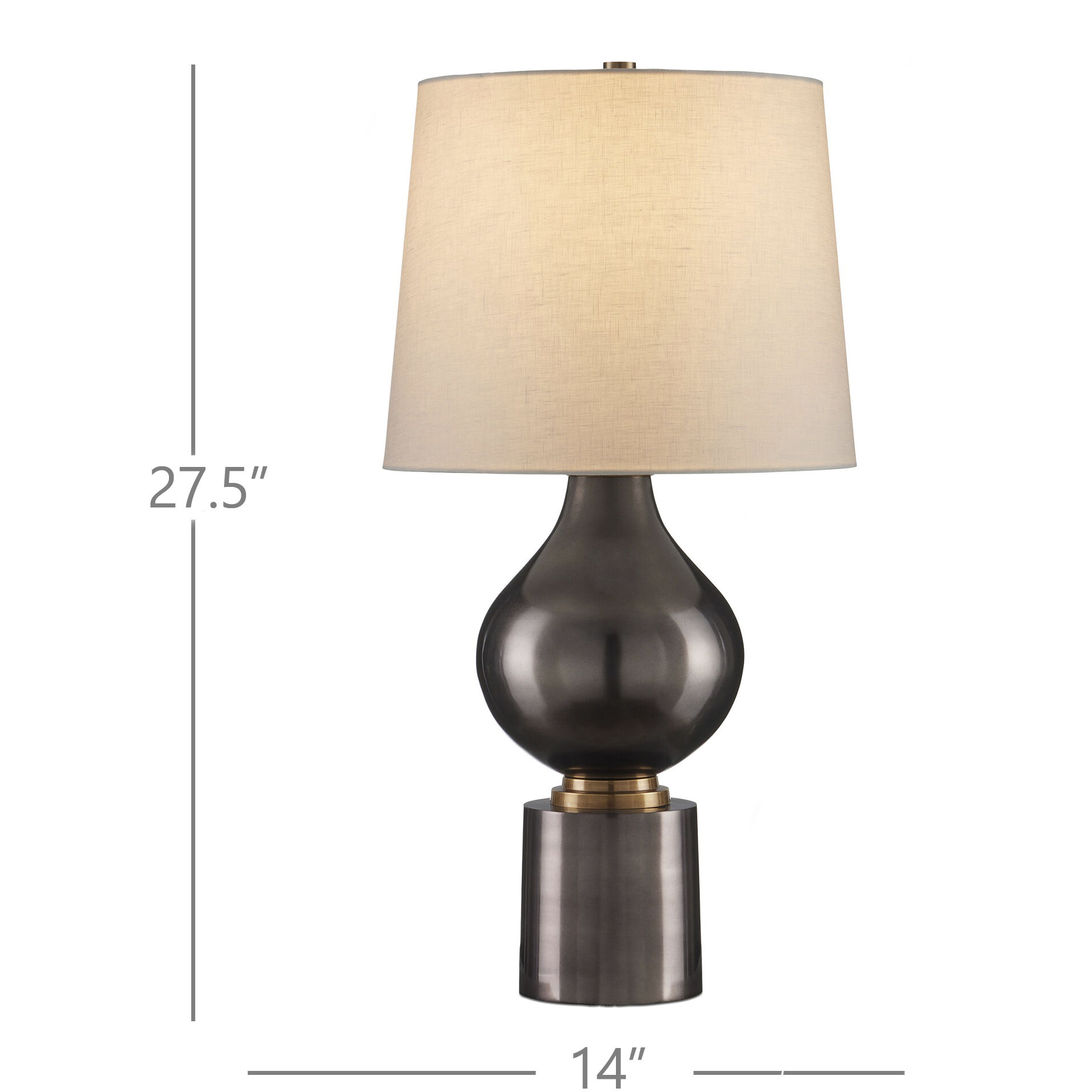 Tamerlane 27.5 inch 150 watt Black Nickel/Vintage Brass Table Lamp Portable Light