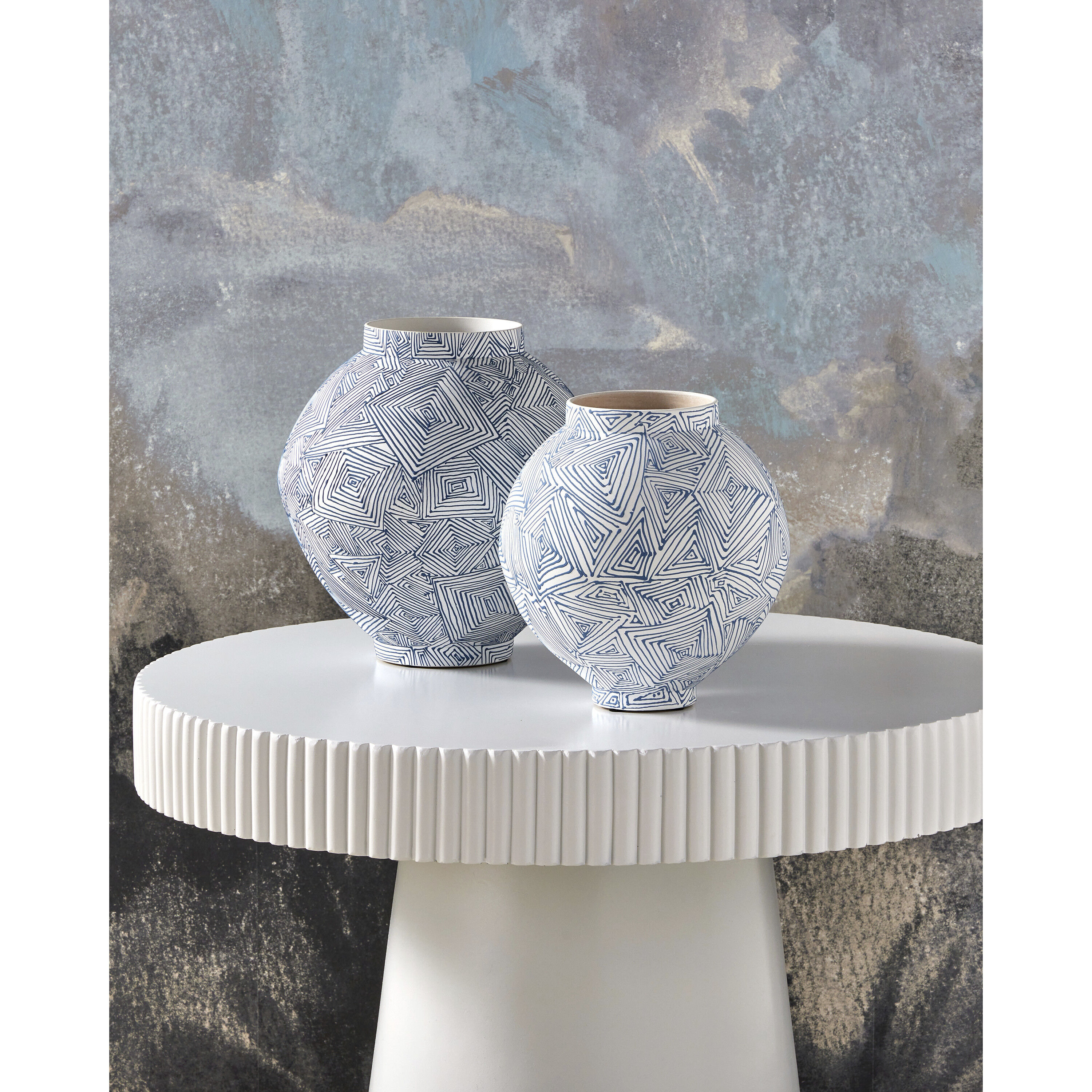 Blue Zag 10.5 X 9.5 inch Vase, Medium