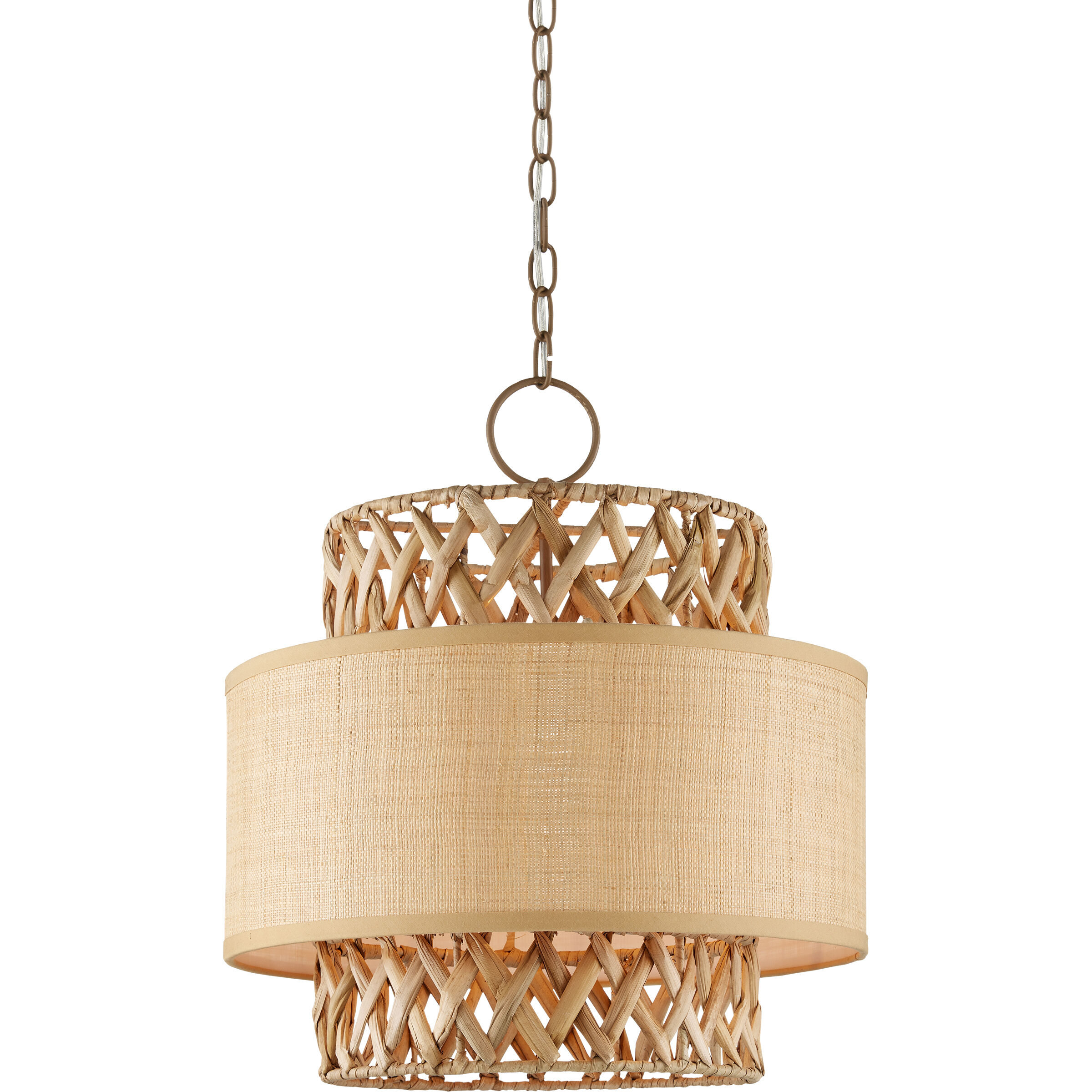Isola 4 Light 18.25 inch Khaki/Natural Water Hyacinth Pendant Ceiling Light