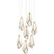Glace 7 Light 15 inch White and Antique Brass with Silver Multi-Drop Pendant Ceiling Light