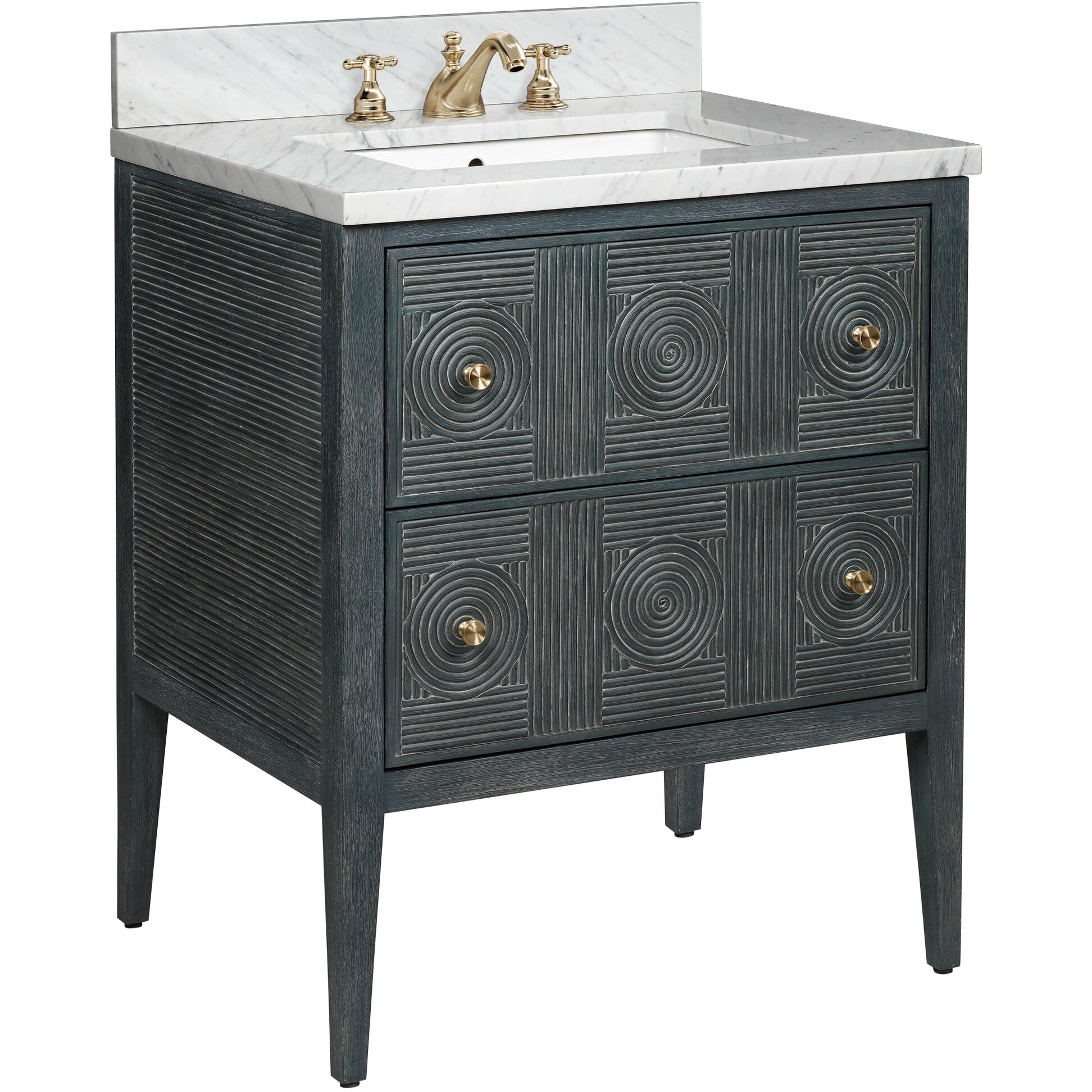 Santos 28 X 34 inch Vintage Navy/Natural/White/Brushed Brass/Polished Nickel Vanity with Undermount Sink