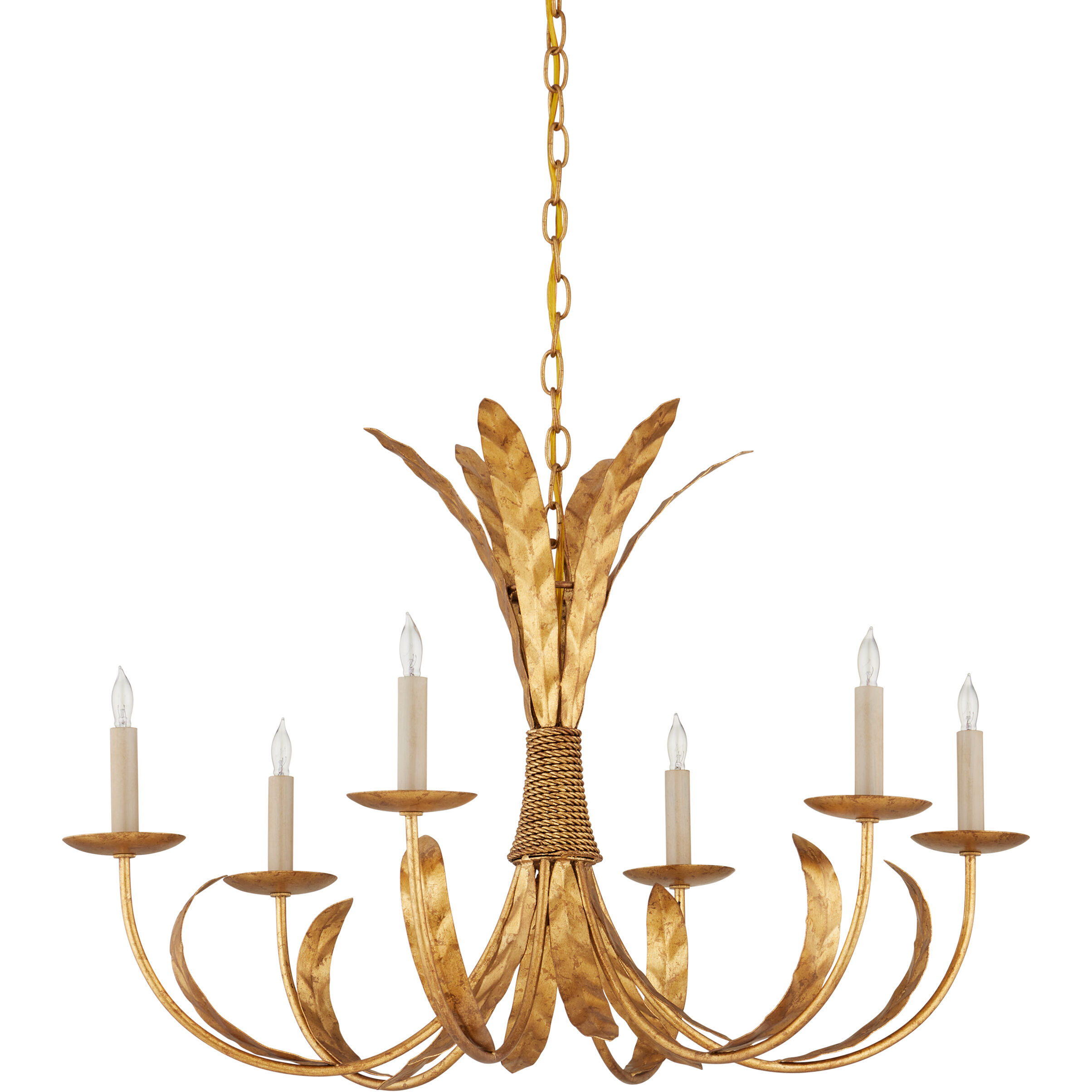 Bette 6 Light 33 inch Grecian Gold Leaf Chandelier Ceiling Light, Bunny Williams Collection