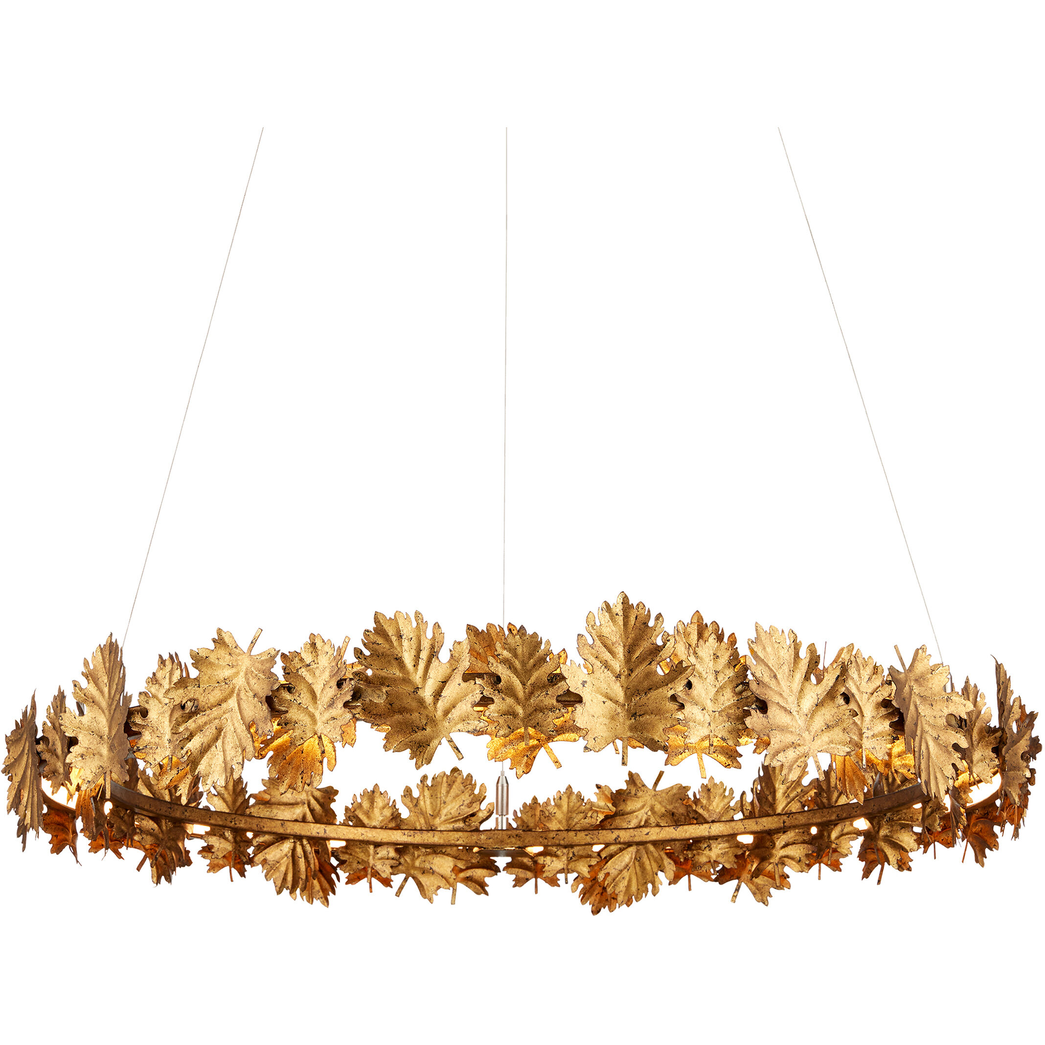 English Oak 1 Light 32.5 inch Gold Leaf Chandelier Ceiling Light