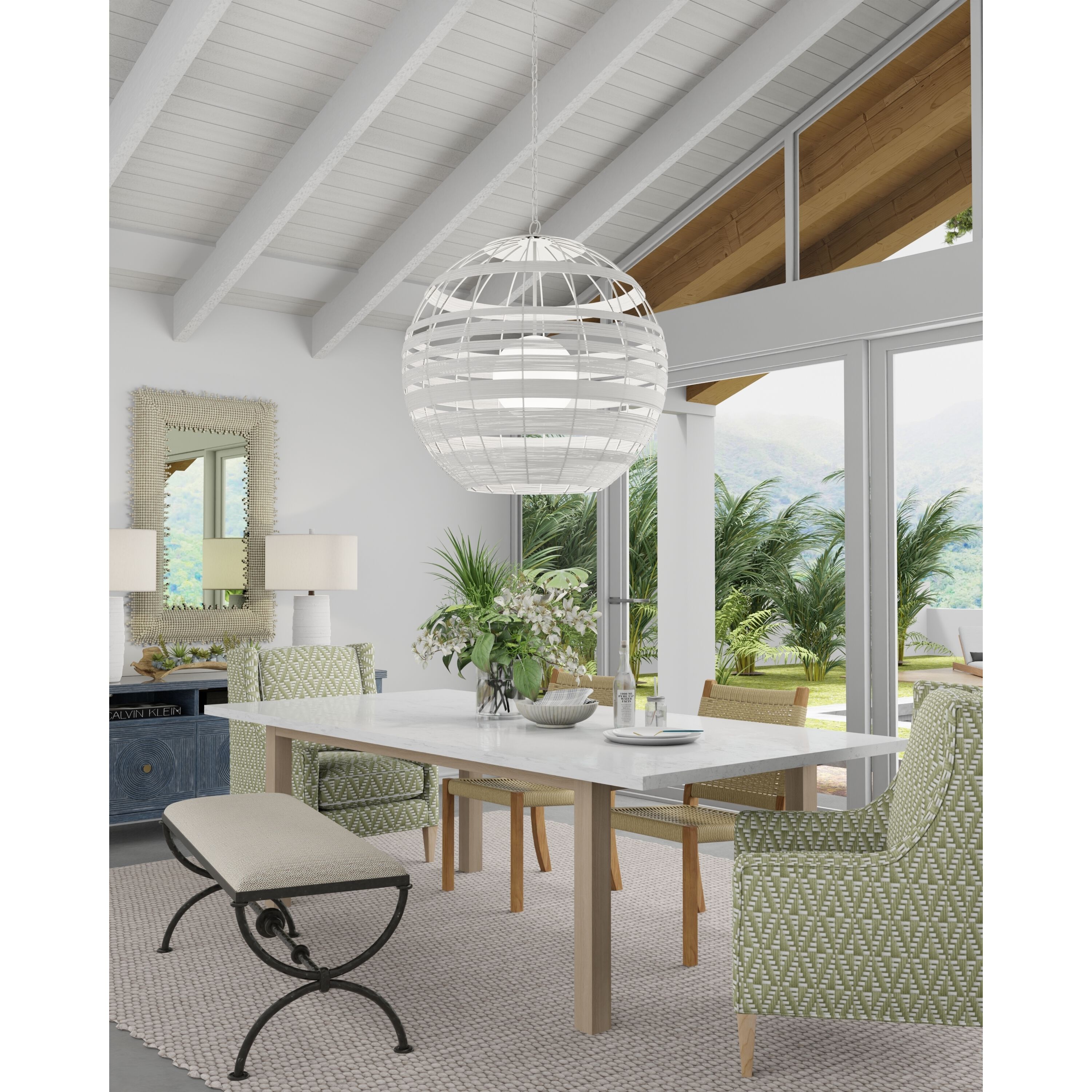 Lapsley 1 Light 34 inch Vanilla/White Orb Chandelier Ceiling Light