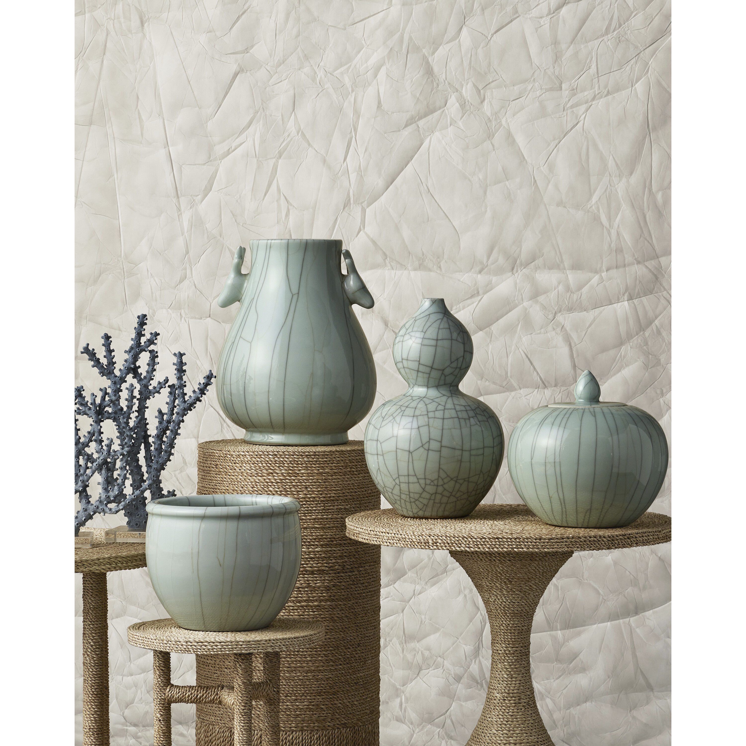 Blue Coral 14.5 X 12.25 inch Sculptures, Set of 2