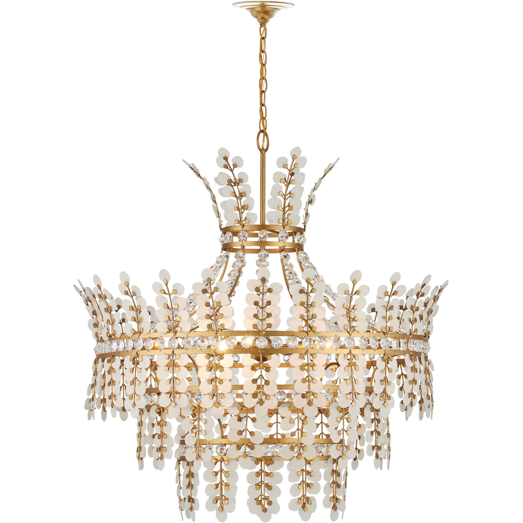 Bradshaw 4 Light 35.5 inch Frosted/Clear/Brass Chandelier Ceiling Light