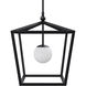 Denison 1 Light 18 inch Black/Frosted White Outdoor Lantern Pendant, Medium