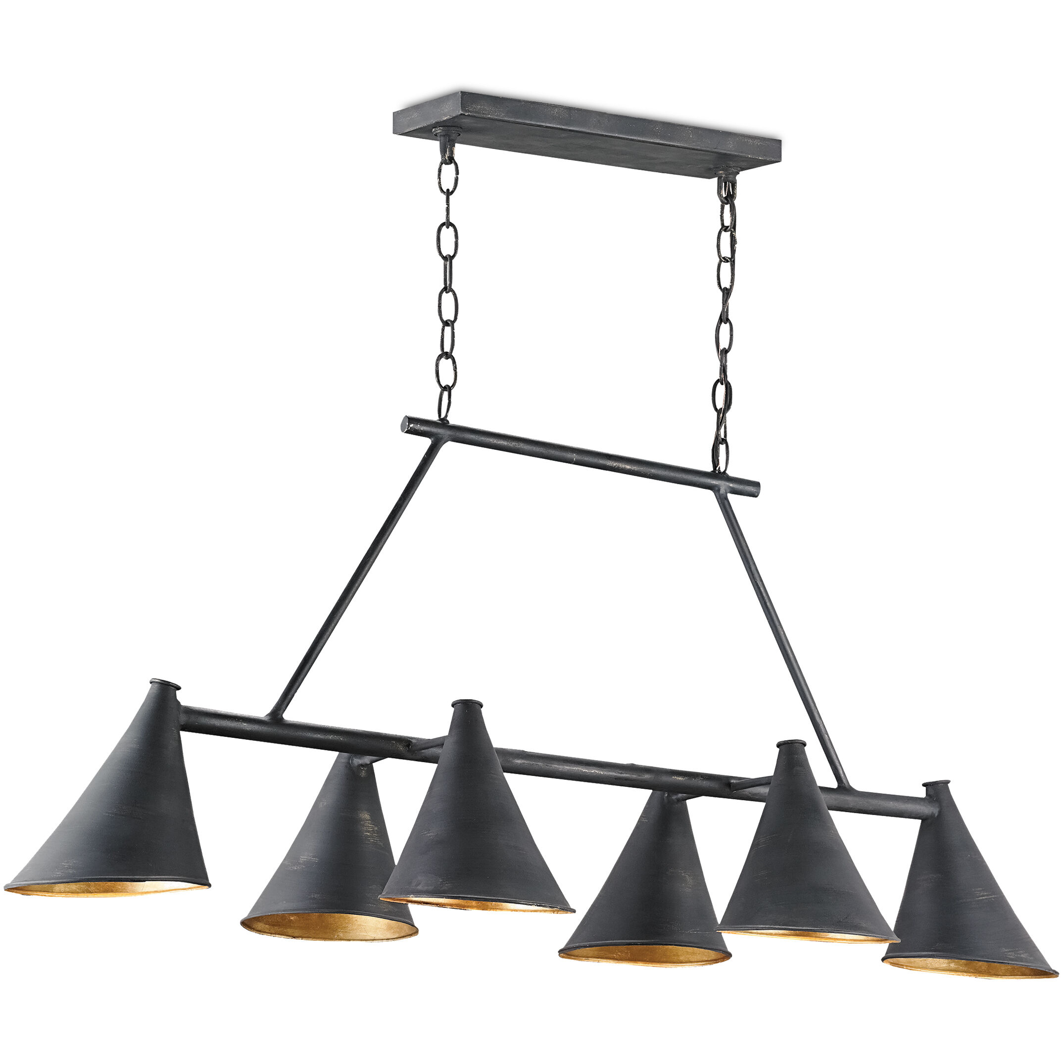 Culpepper 6 Light 48 inch French Black/Contemporary Gold Leaf Chandelier Ceiling Light