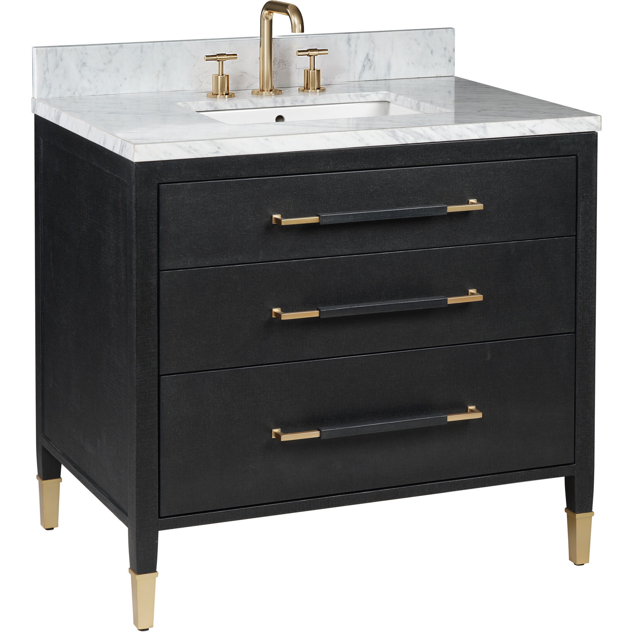 Verona 36 X 34 inch Black Lacquered Linen/Natural/White/Champagne Vanity with Undermount Sink