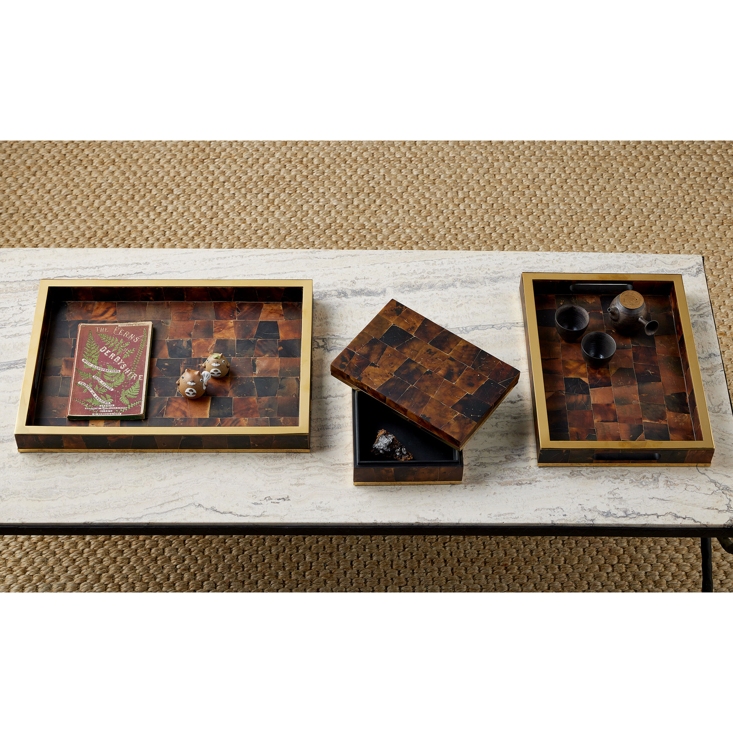 Casey Natural/Brass Trays, Set of 2