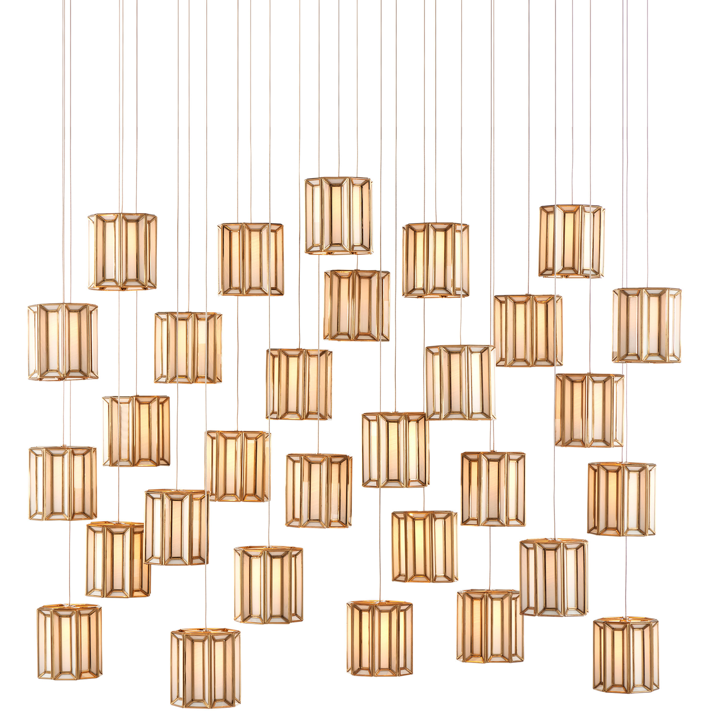 Daze 30 Light 54 inch Antique Brass/White/Painted Silver Multi-Drop Pendant Ceiling Light