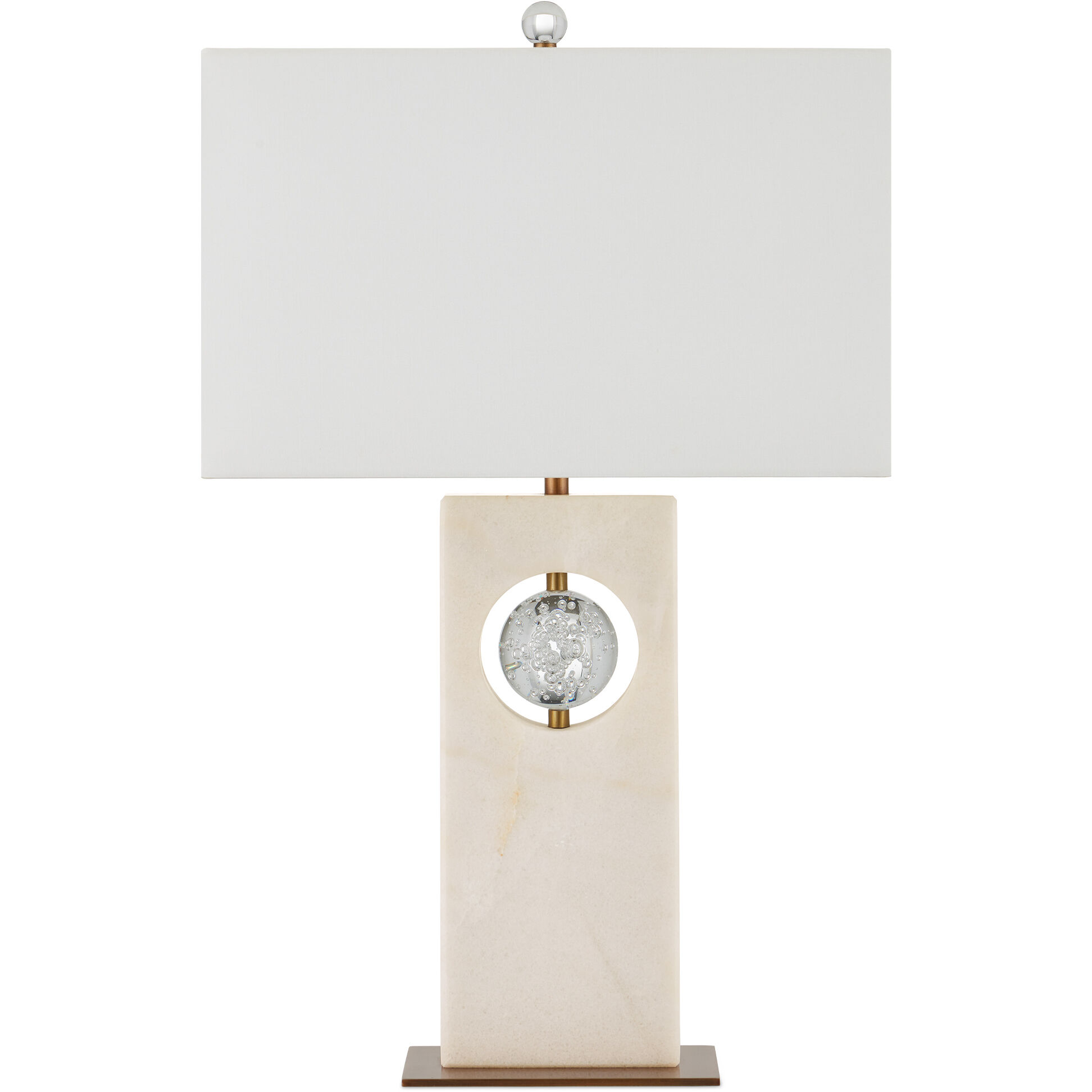 Radiant 27 inch 150 watt White/Clear/Antique Brass Table Lamp Portable Light