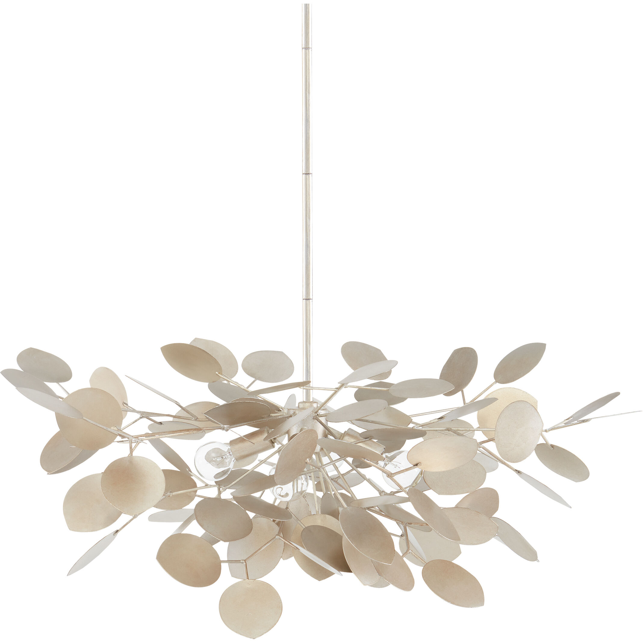 Lunaria 4 Light 31 inch Contemporary Silver Leaf Chandelier Ceiling Light, Small