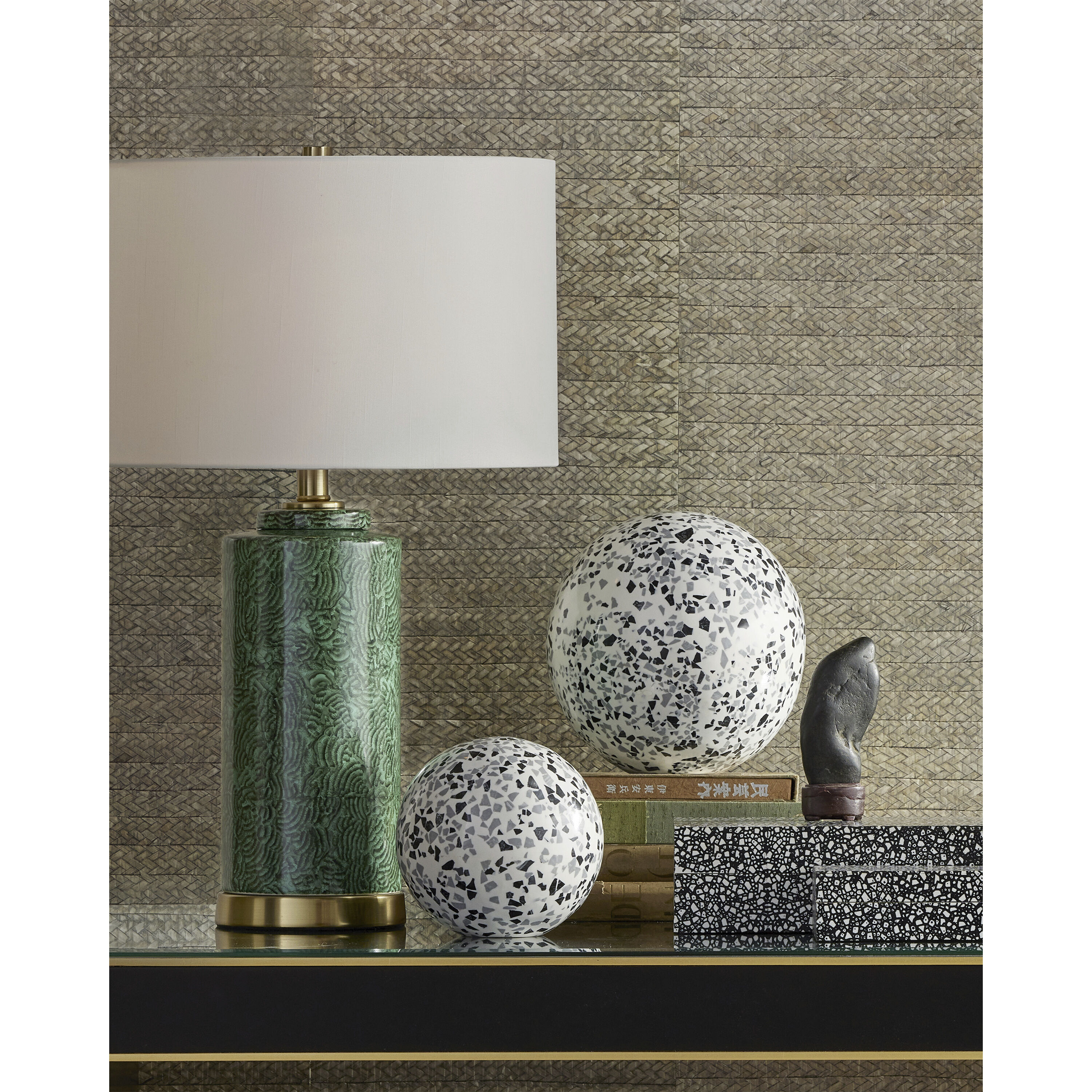 Ross Black/White/Gray Decorative Balls, Set of 2