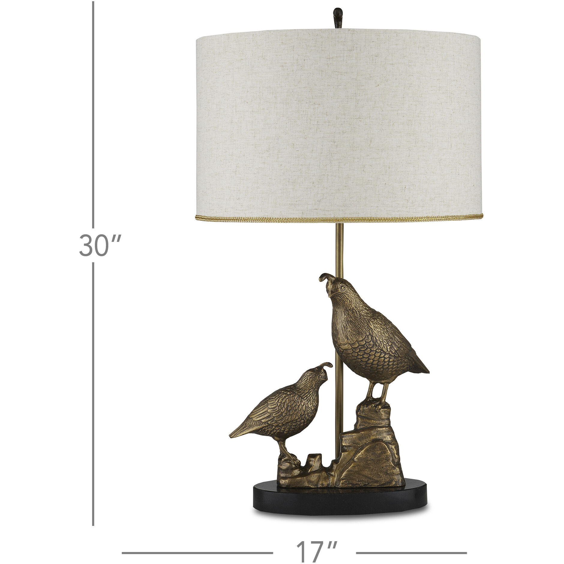 Codorniz 30 inch 150 watt Antique Brass and Black Table Lamp Portable Light, Marjorie Skouras Collection