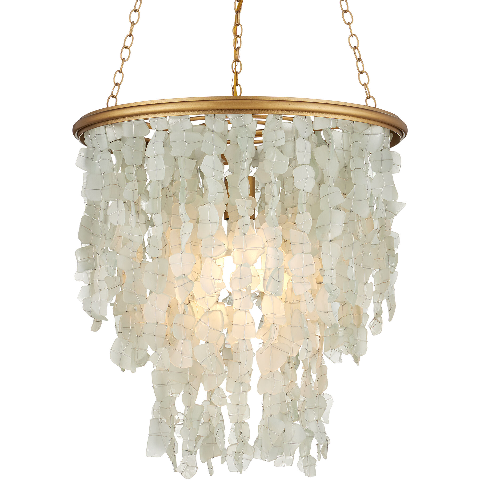 Verre de Mer 1 Light 19 inch Seaglass/Contemporary Gold Chandelier Ceiling Light, Small