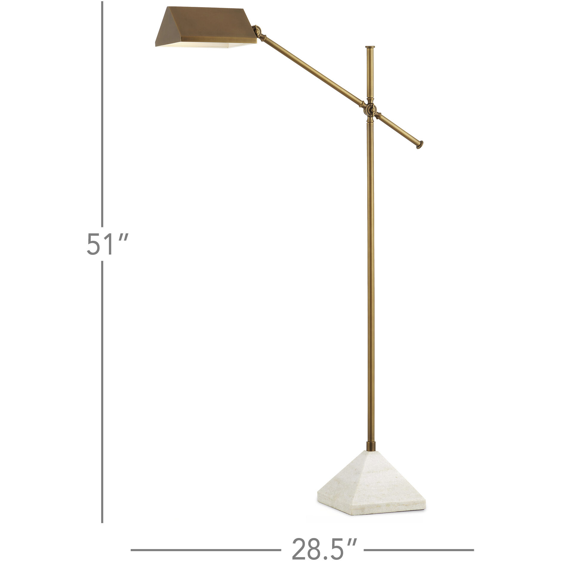 Repertoire 50.75 inch 7 watt Antique Brass and White Floor Lamp Portable Light