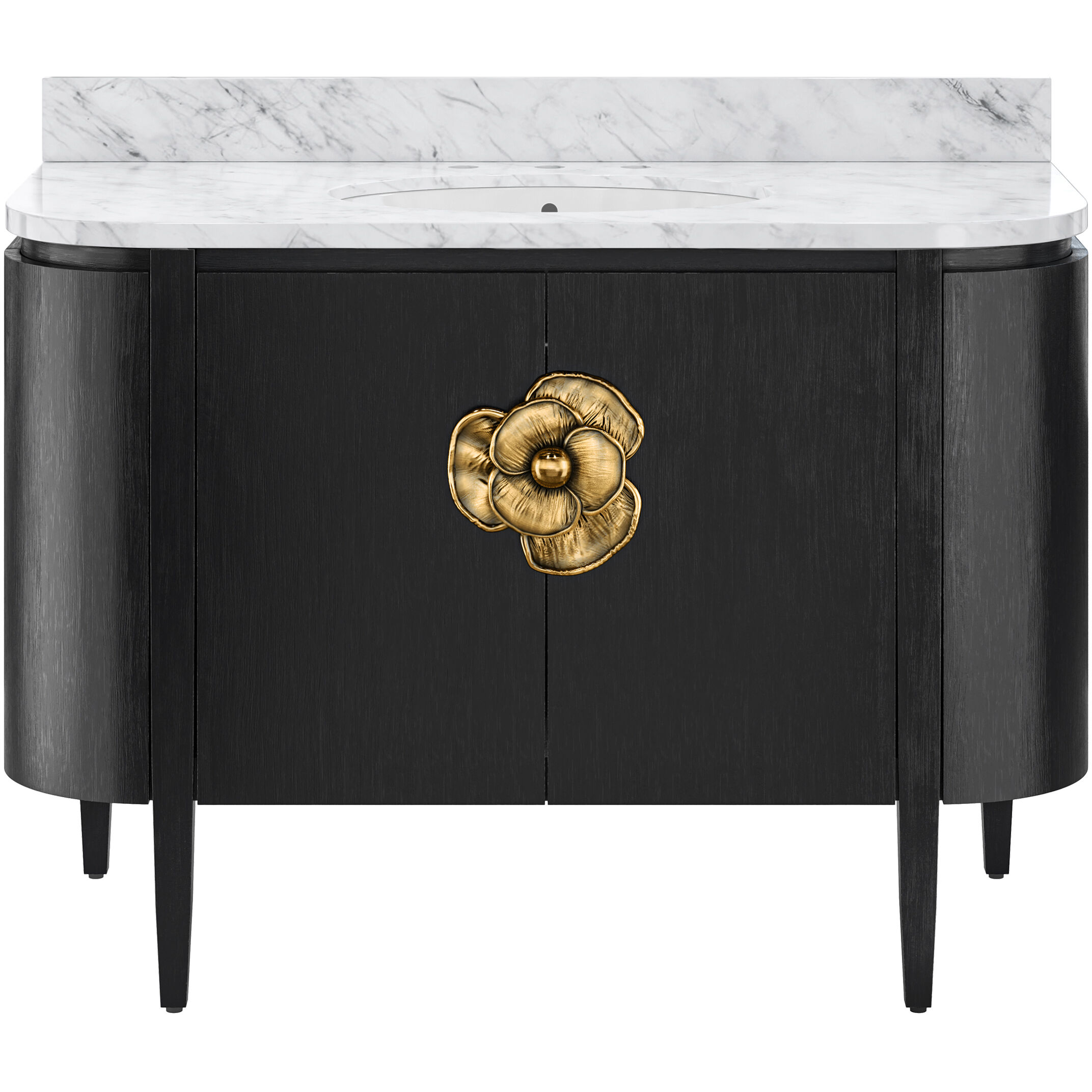 Briallen 48 X 34.25 inch Caviar Black/Natural/White/Light Antique Brass Vanity with Undermount Sink
