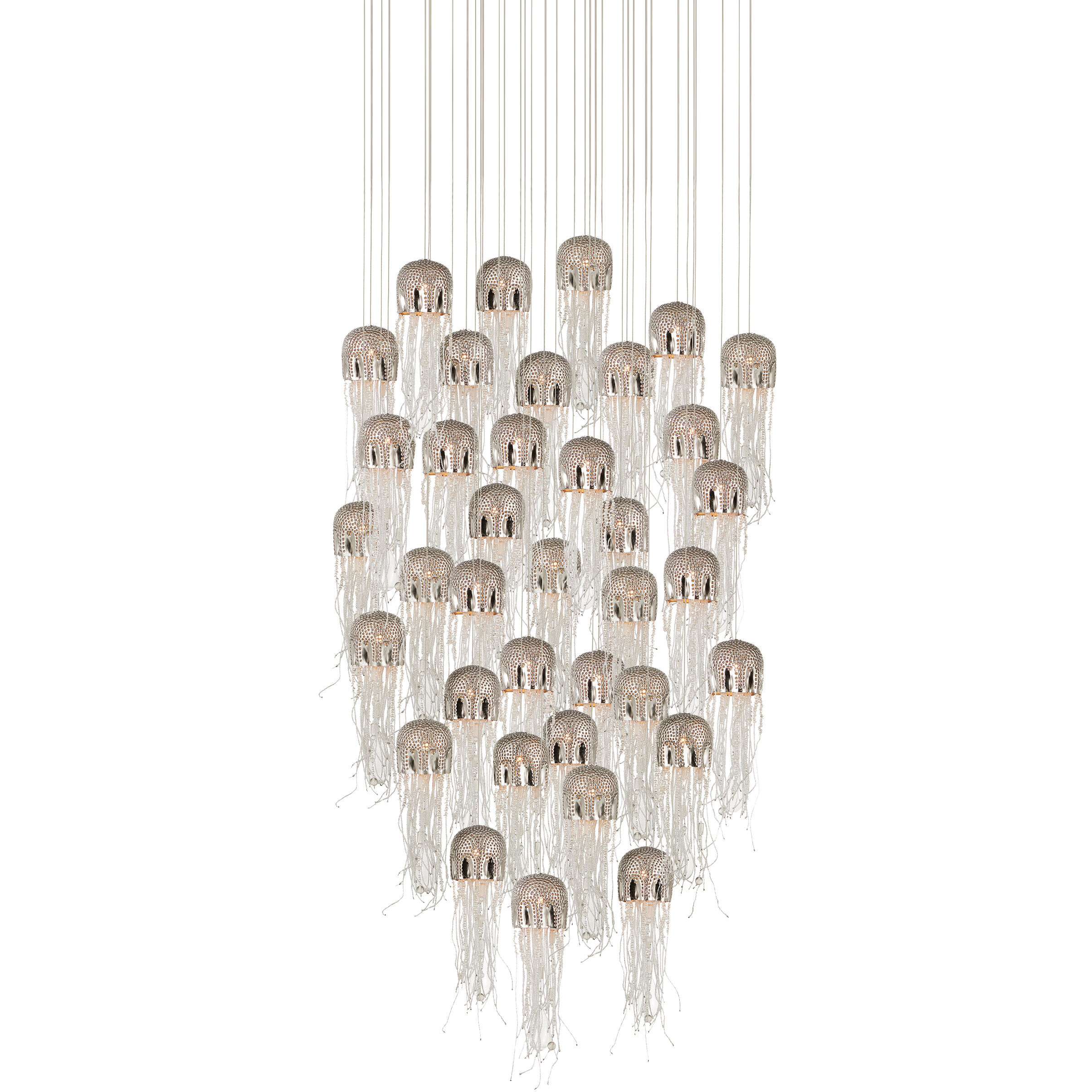 Medusa 36 Light 35 inch Nickel and Silver Multi-Drop Pendant Ceiling Light