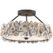 Oyster 3 Light 19 inch Textured Bronze/Natural Semi-Flush Mount Ceiling Light