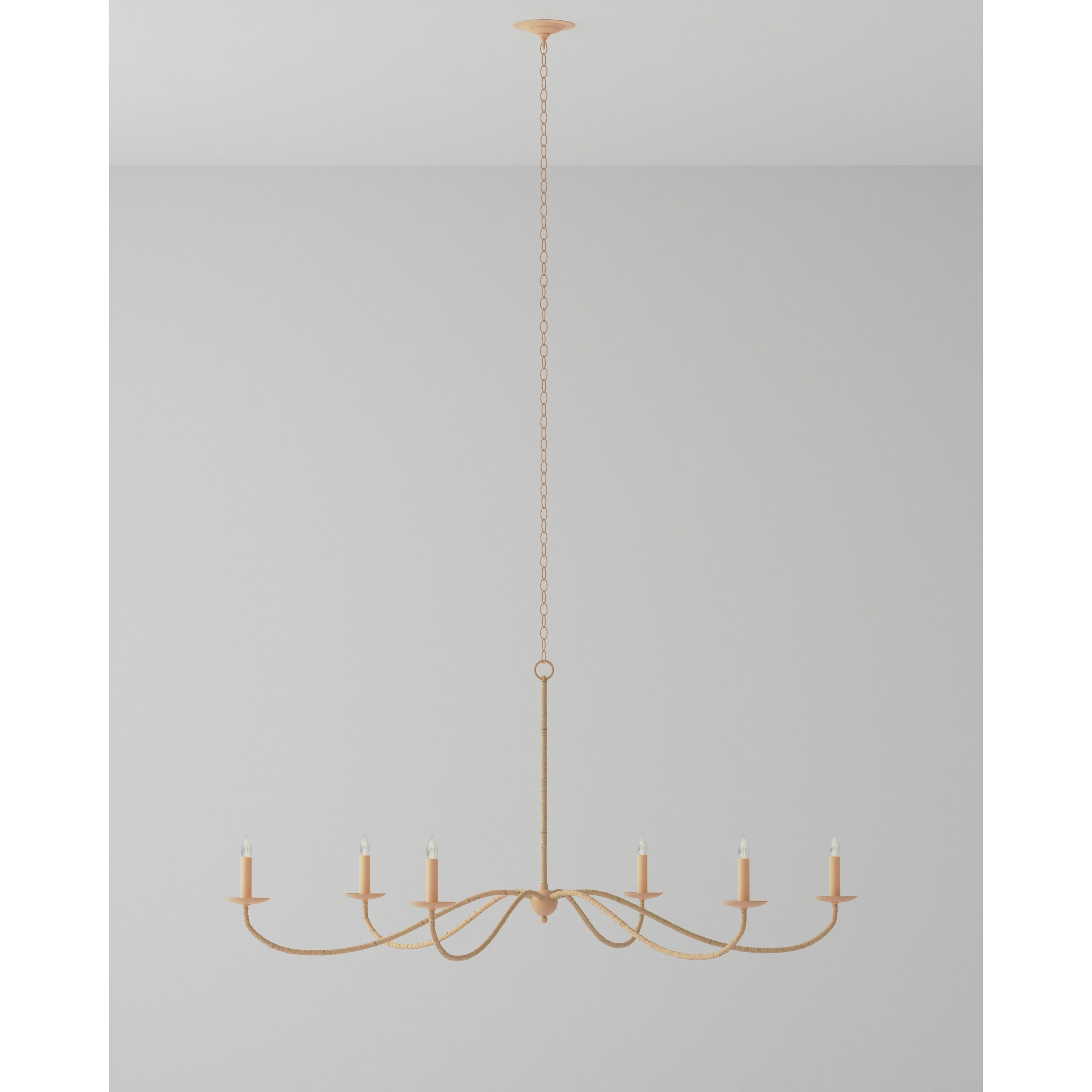 Saxon 6 Light 60.75 inch Painted Rattan/Natural Rattan Chandelier Ceiling Light