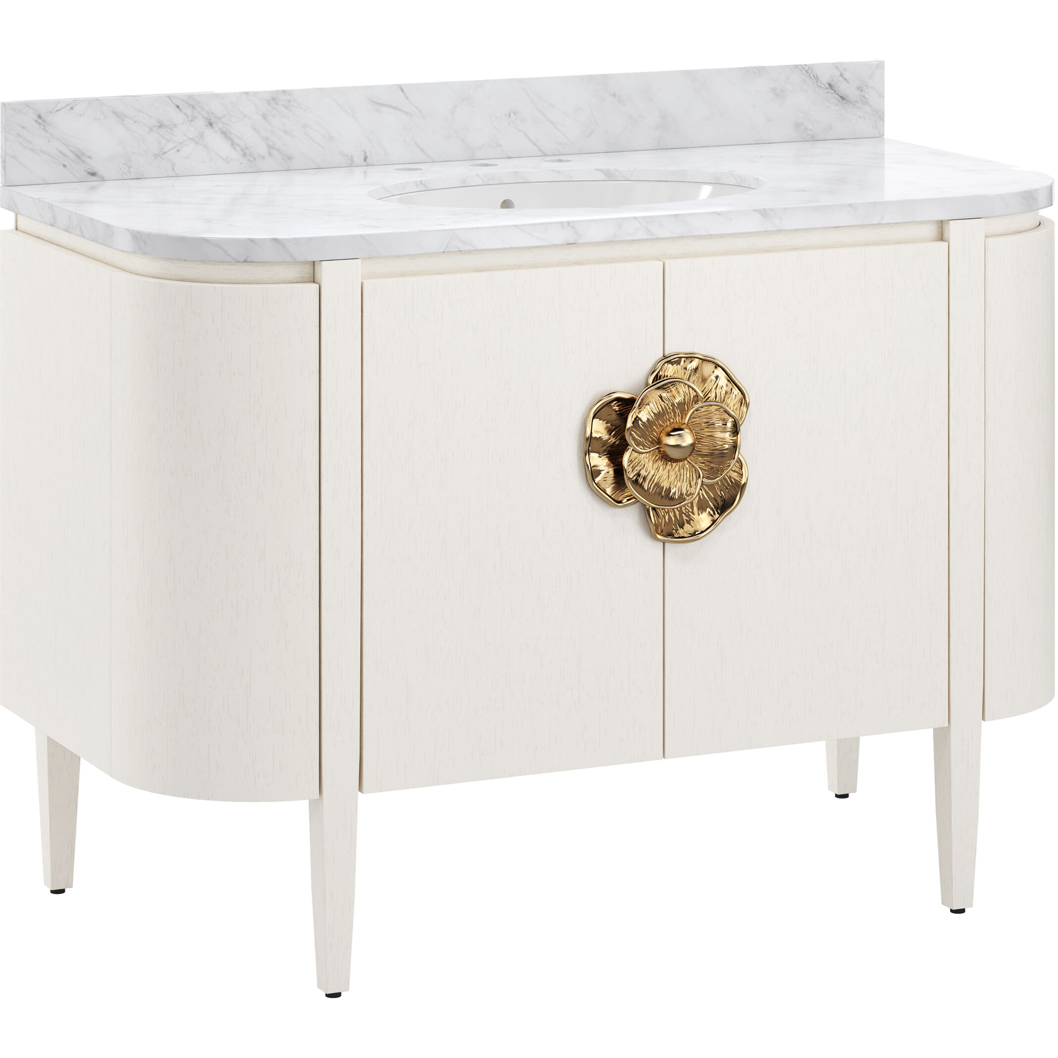 Briallen 48 X 34.25 inch Cerused White/Natural/White/Polished Brass Vanity with Undermount Sink