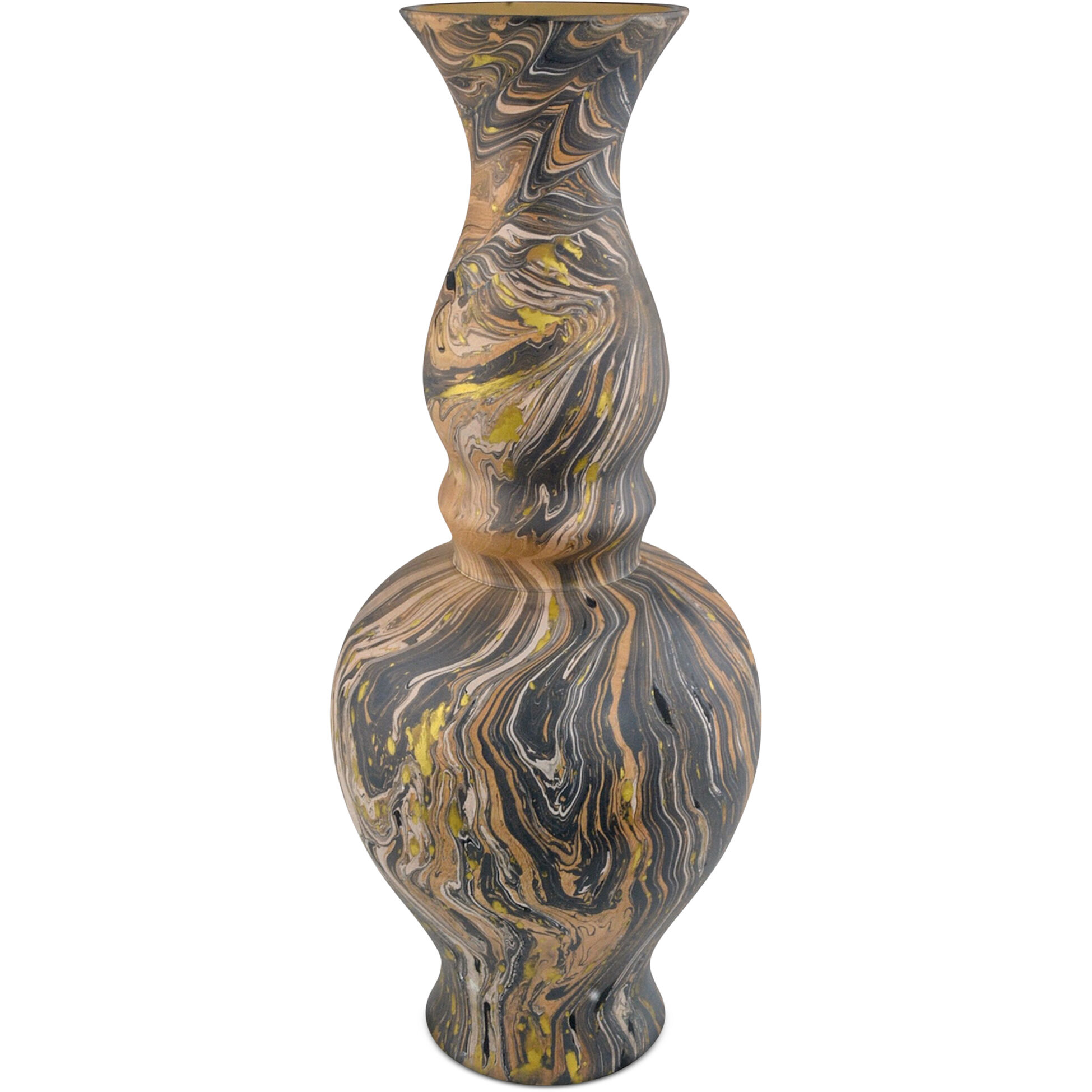 Brown Marbleized 24 X 10 inch Double Gourd Vase