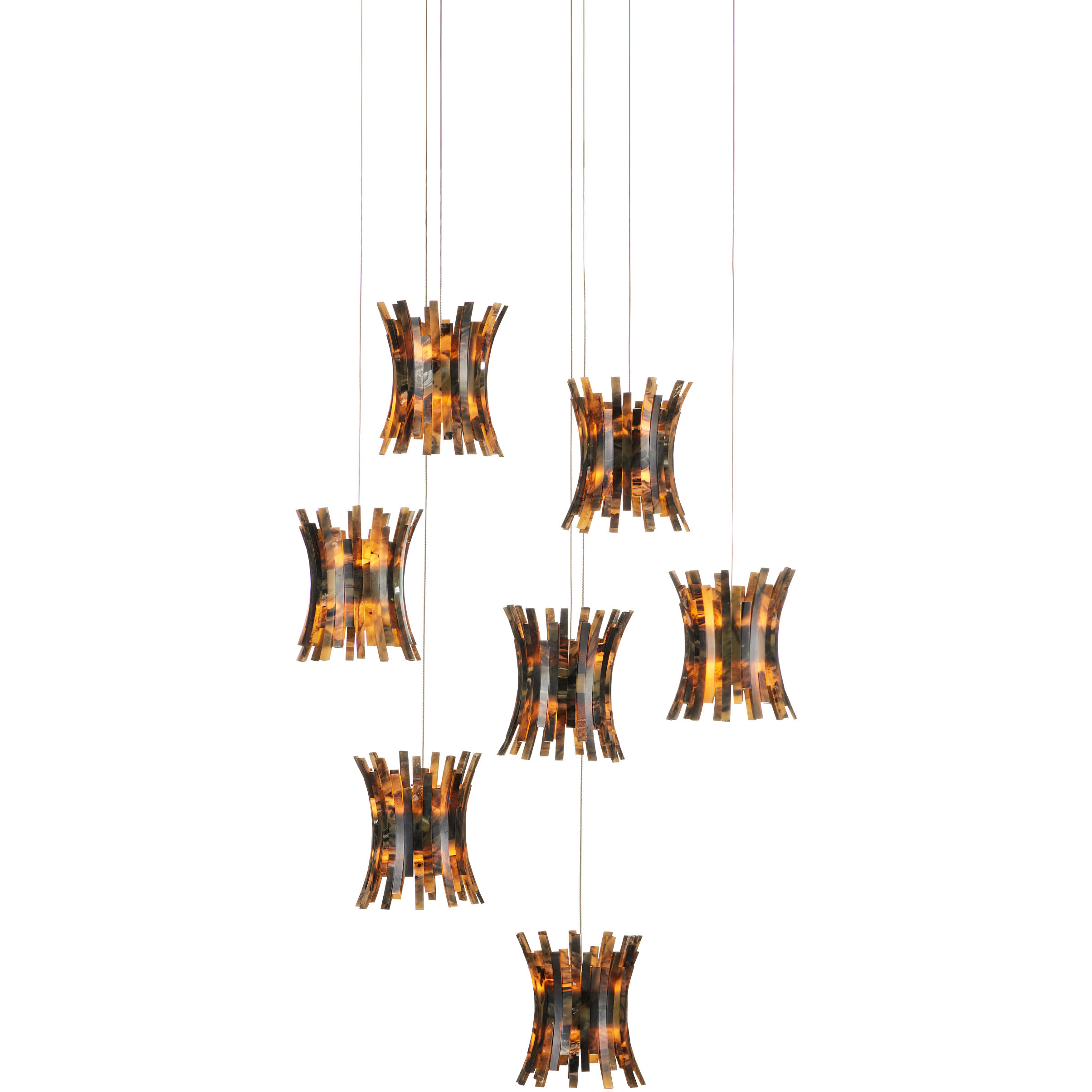Alsop 7 Light 17 inch Brown and Silver Multi-Drop Pendant Ceiling Light
