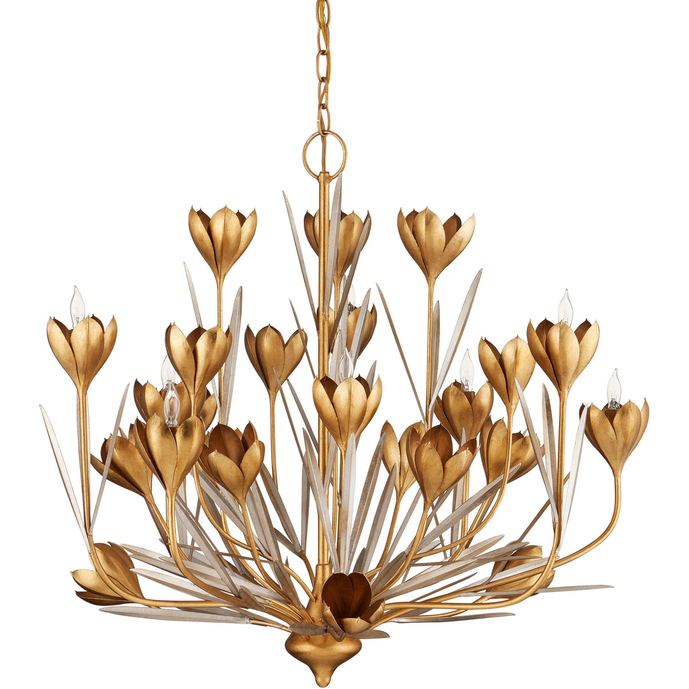 Hortensia 9 Light 32 inch Contemporary Gold Leaf/Contemporary Gold/Contemporary Silver Leaf Chandelier Ceiling Light