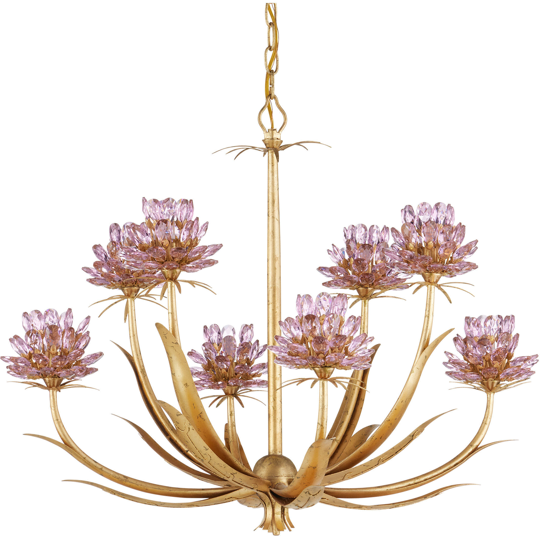 Marilee 8 Light 29.5 inch Pink/Dutch Gold Leaf Chandelier Ceiling Light, Medium