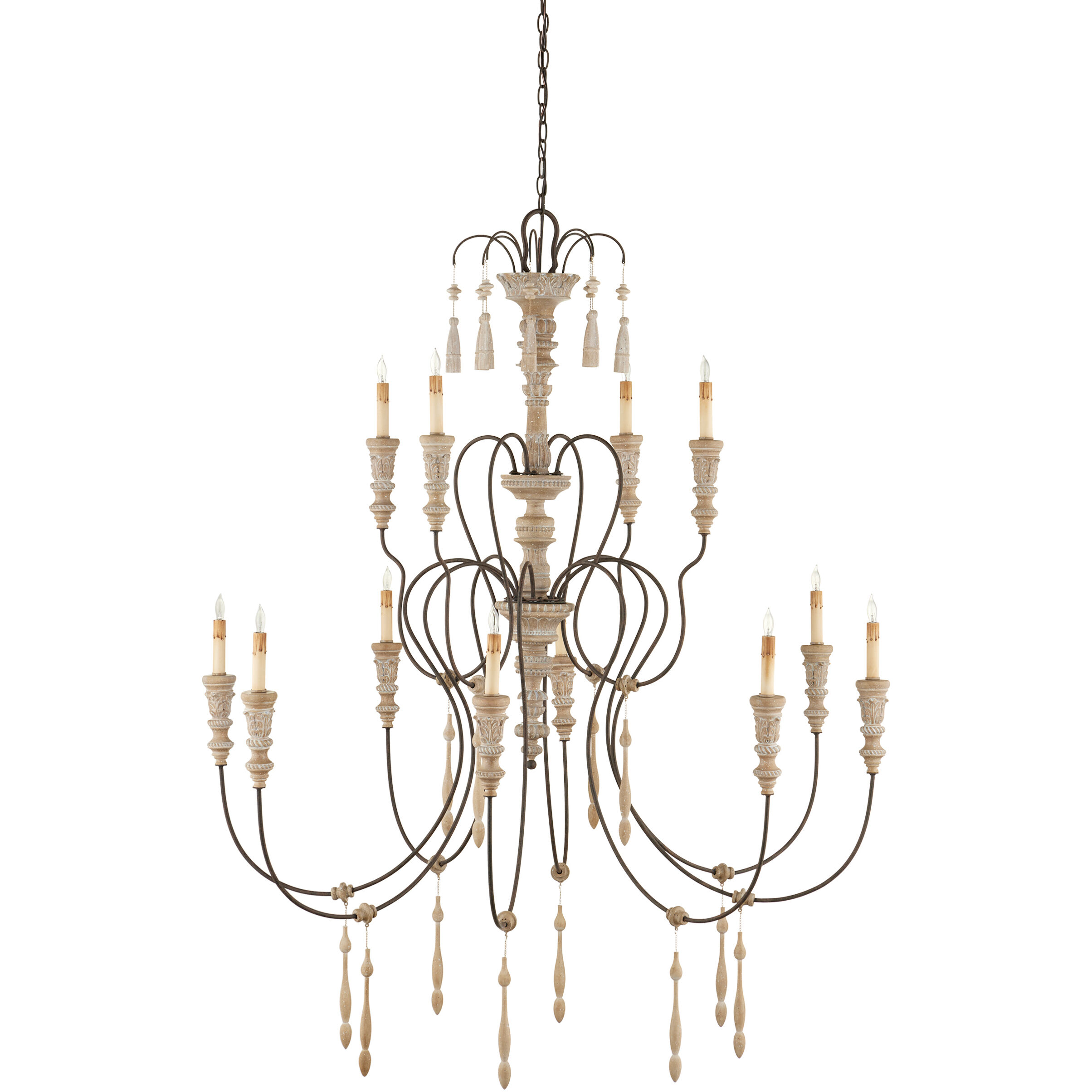 Hannah 12 Light 53 inch Stockholm White/Rust Chandelier Ceiling Light, Large