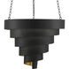 Chiffonade 7 Light 30 inch Antique Black/Contemporary Gold Leaf Pendant Ceiling Light, Large