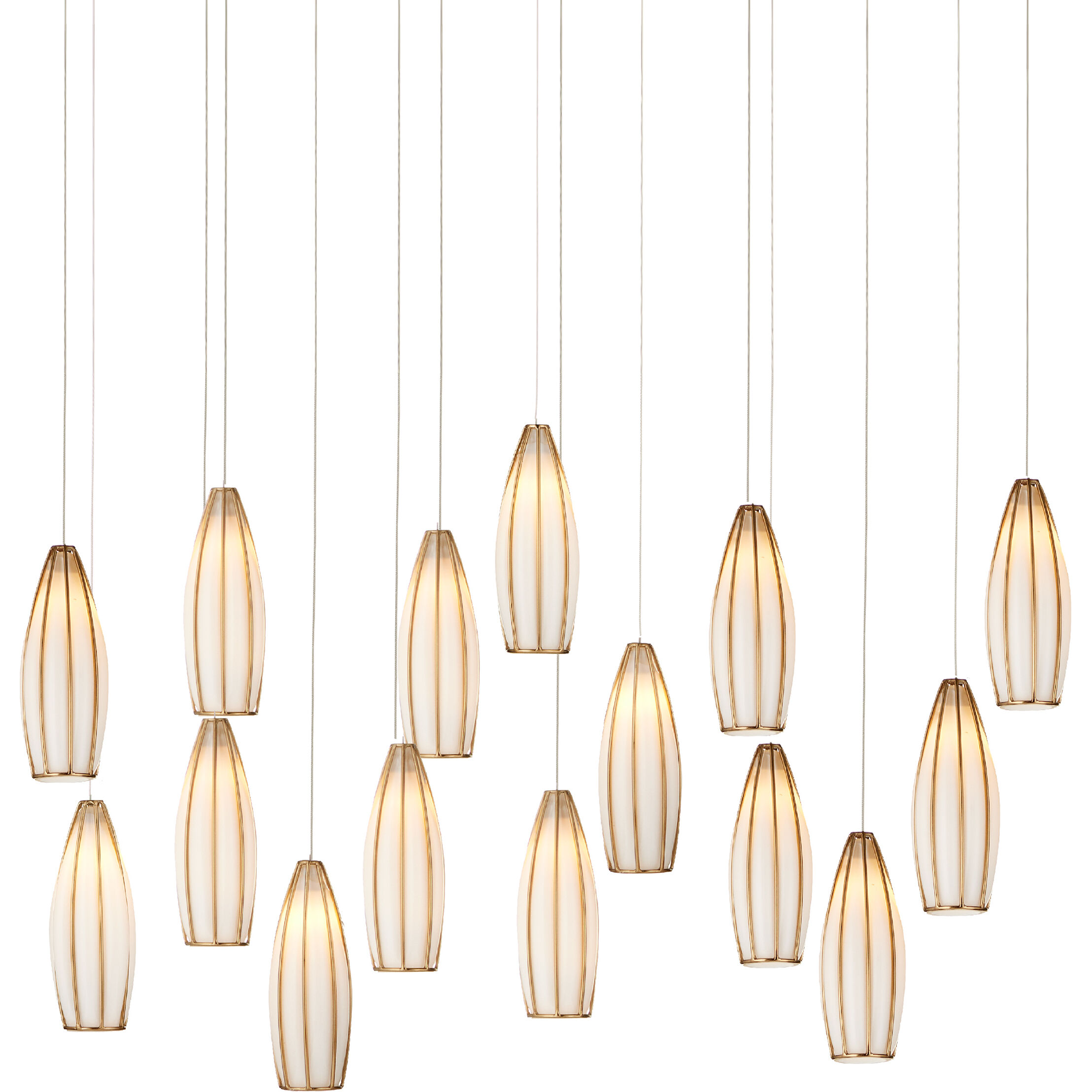 Parish 15 Light 48 inch White/Antique Brass/Silver Multi-Drop Pendant Ceiling Light