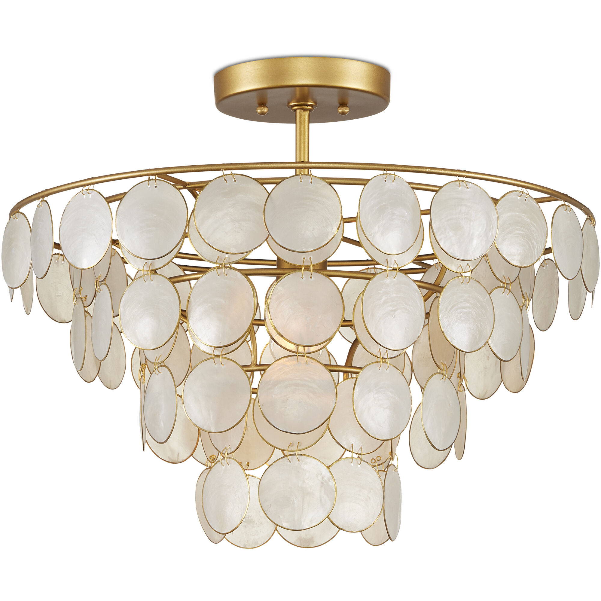Bon Vivant 1 Light 20 inch Natural and Gold Semi-Flush Mount Ceiling Light, Small