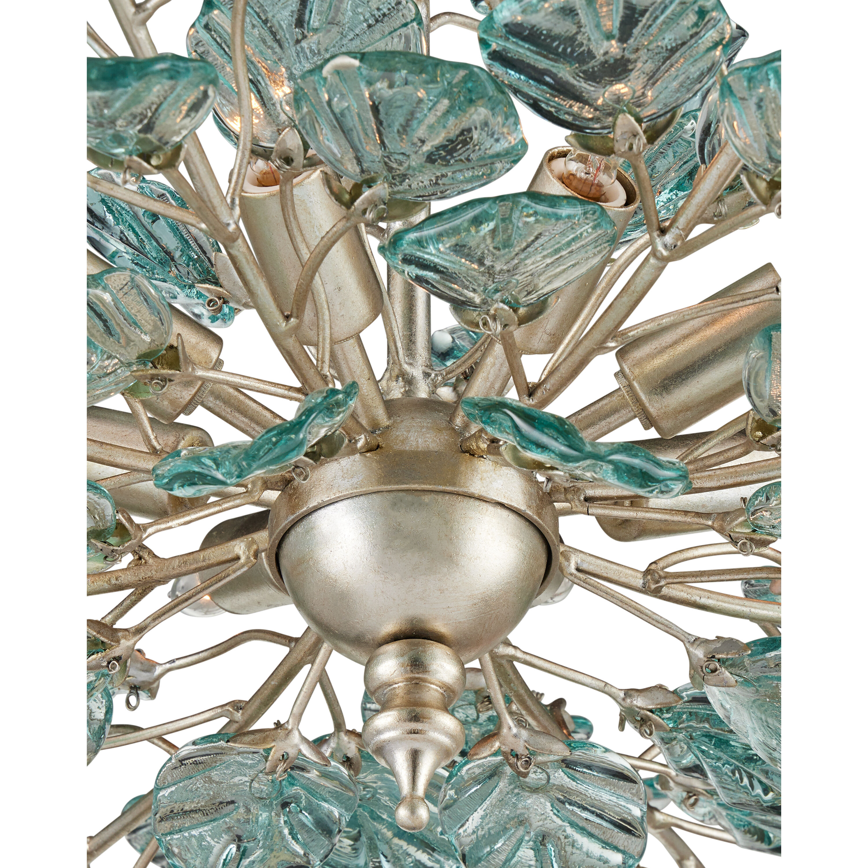 Baobab 8 Light 36 inch Clear/Contemporary Silver Leaf/Contemporary Silver Chandelier Ceiling Light, Medium
