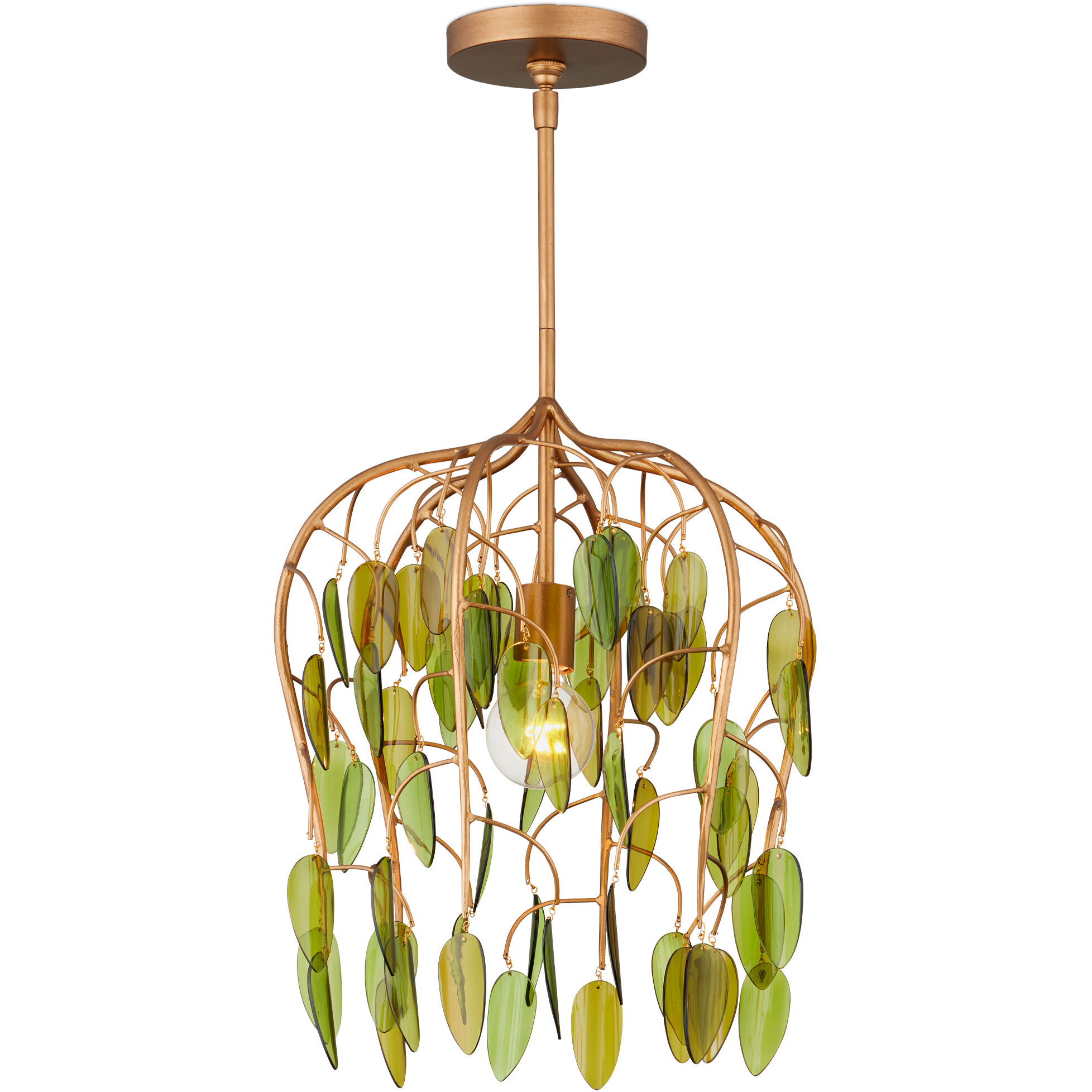Midsummer 1 Light 16 inch Brass/Green Pendant Ceiling Light