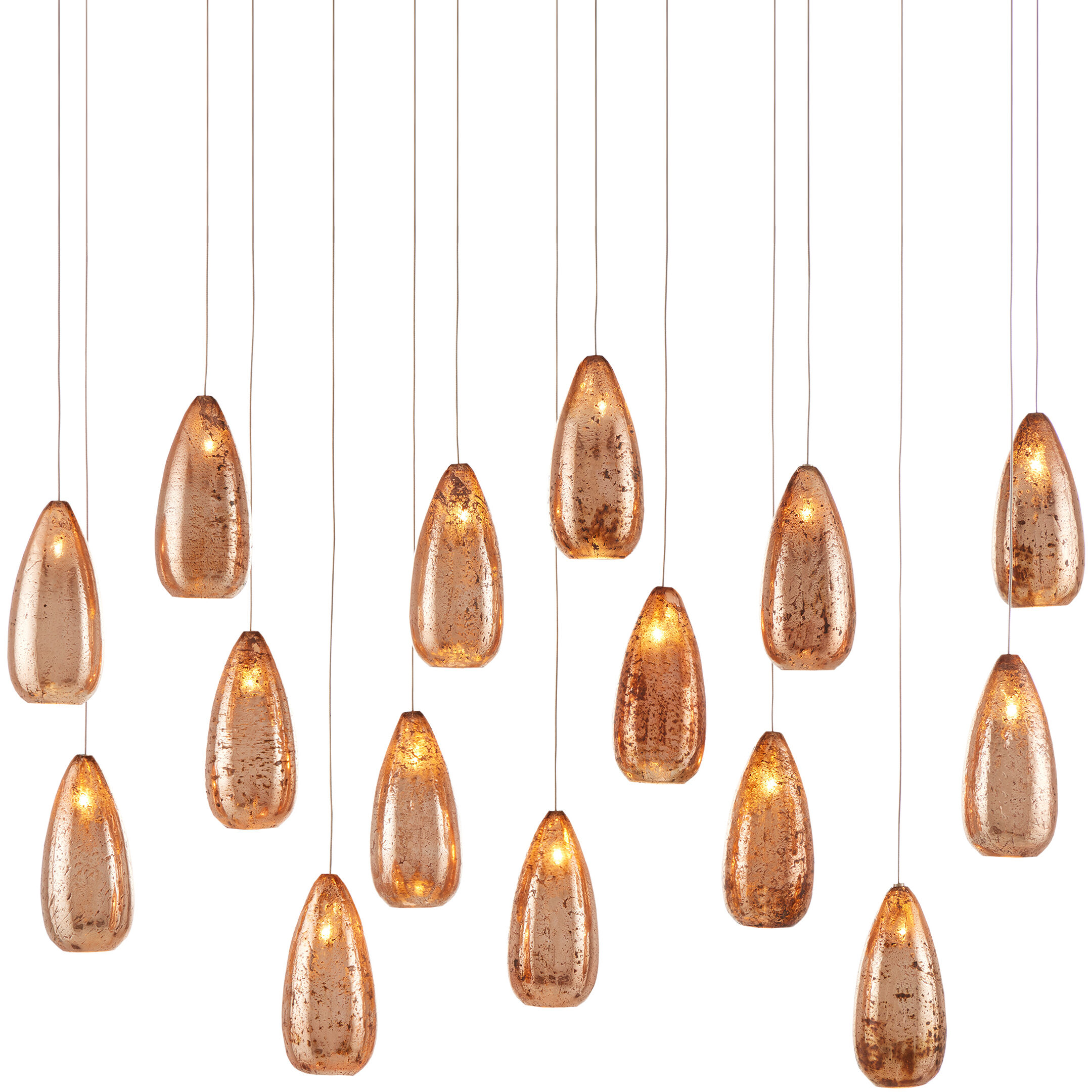 Rame 15 Light 48 inch Copper/Silver/Painted Silver Multi-Drop Pendant Ceiling Light