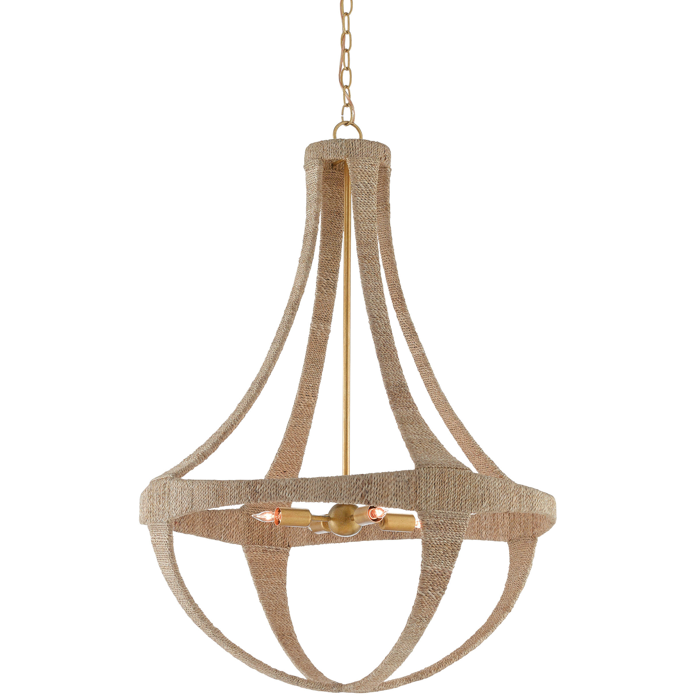 Ibiza 4 Light 28 inch Natural/Dark Contemporary Gold Leaf Chandelier Ceiling Light