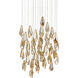 Glace 36 Light 35 inch Painted Silver/Antique Brass Multi-Drop Pendant Ceiling Light