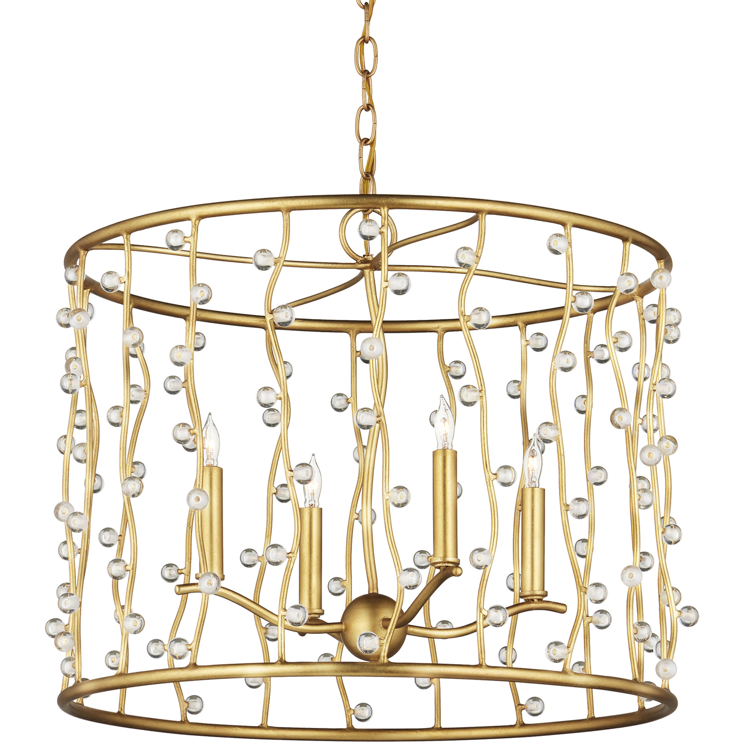 Adagio 4 Light 23.5 inch Contemporary Gold Leaf/Contemporary Gold/Clear Chandelier Ceiling Light