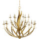 Menefee 18 Light 49.25 inch Antique Gold Leaf Chandelier Ceiling Light, Large